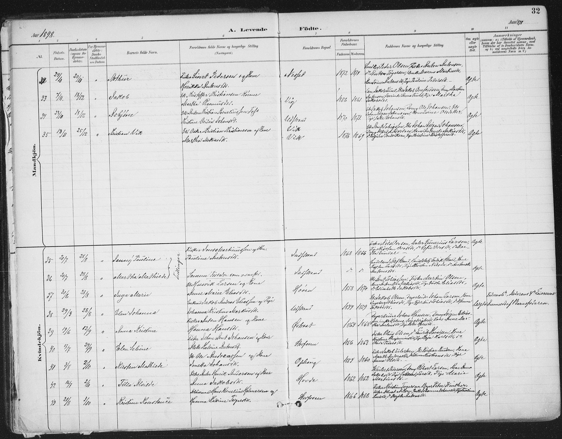 Ministerialprotokoller, klokkerbøker og fødselsregistre - Sør-Trøndelag, AV/SAT-A-1456/659/L0743: Parish register (official) no. 659A13, 1893-1910, p. 32