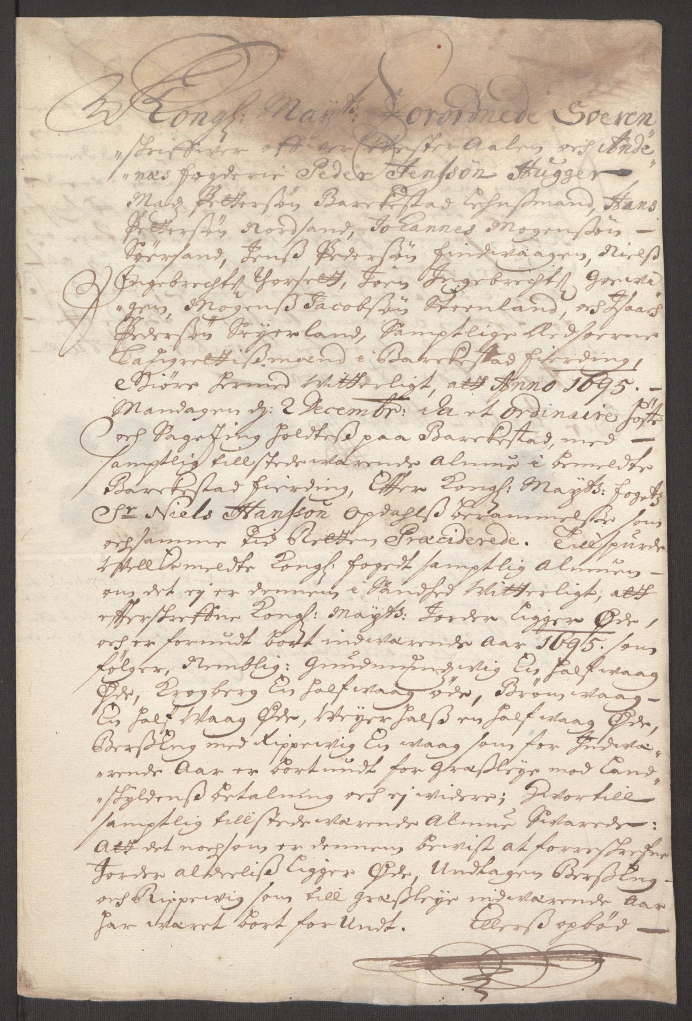 Rentekammeret inntil 1814, Reviderte regnskaper, Fogderegnskap, AV/RA-EA-4092/R67/L4677: Fogderegnskap Vesterålen, Andenes og Lofoten, 1694-1695, p. 325
