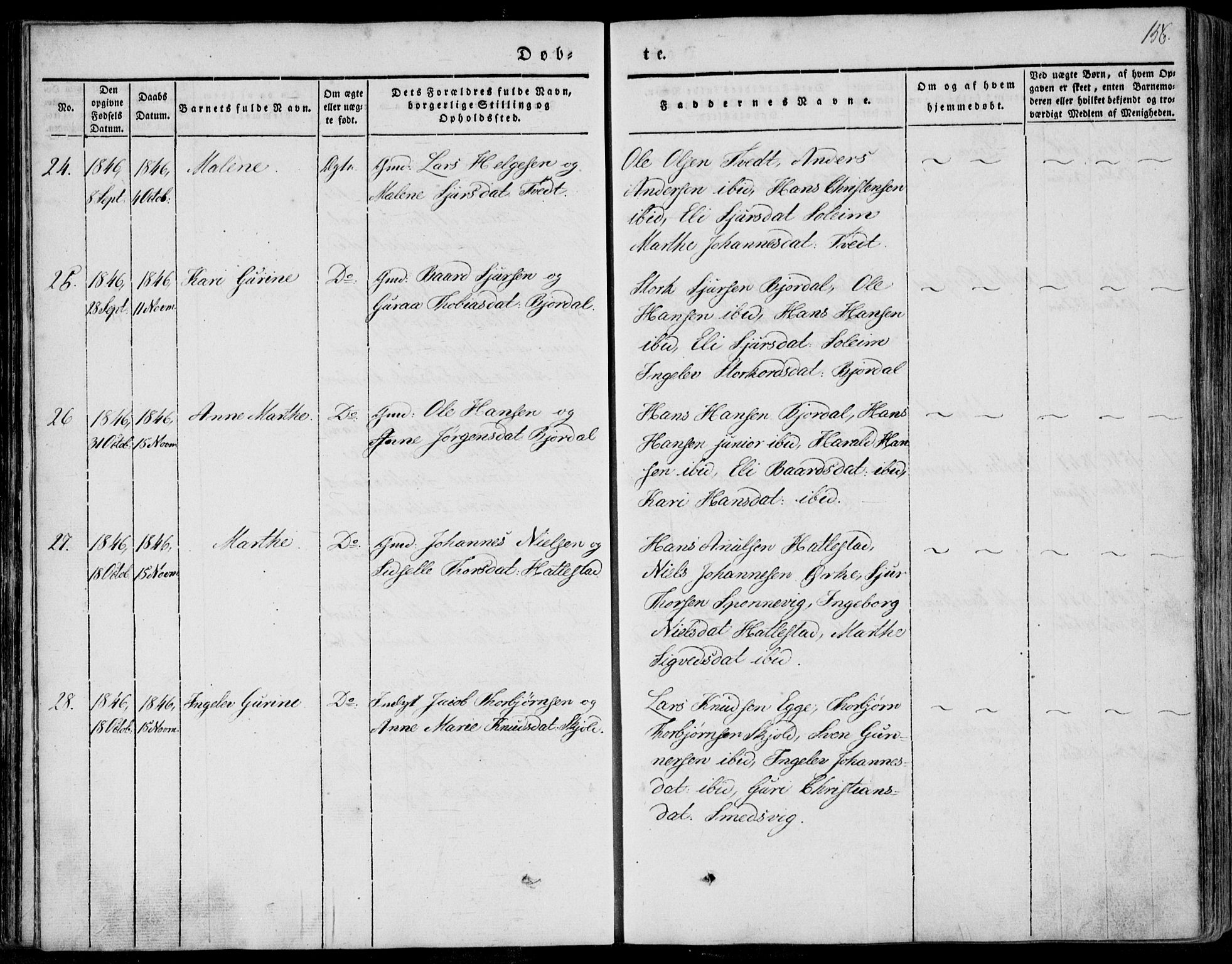 Skjold sokneprestkontor, AV/SAST-A-101847/H/Ha/Haa/L0006: Parish register (official) no. A 6.1, 1835-1858, p. 156