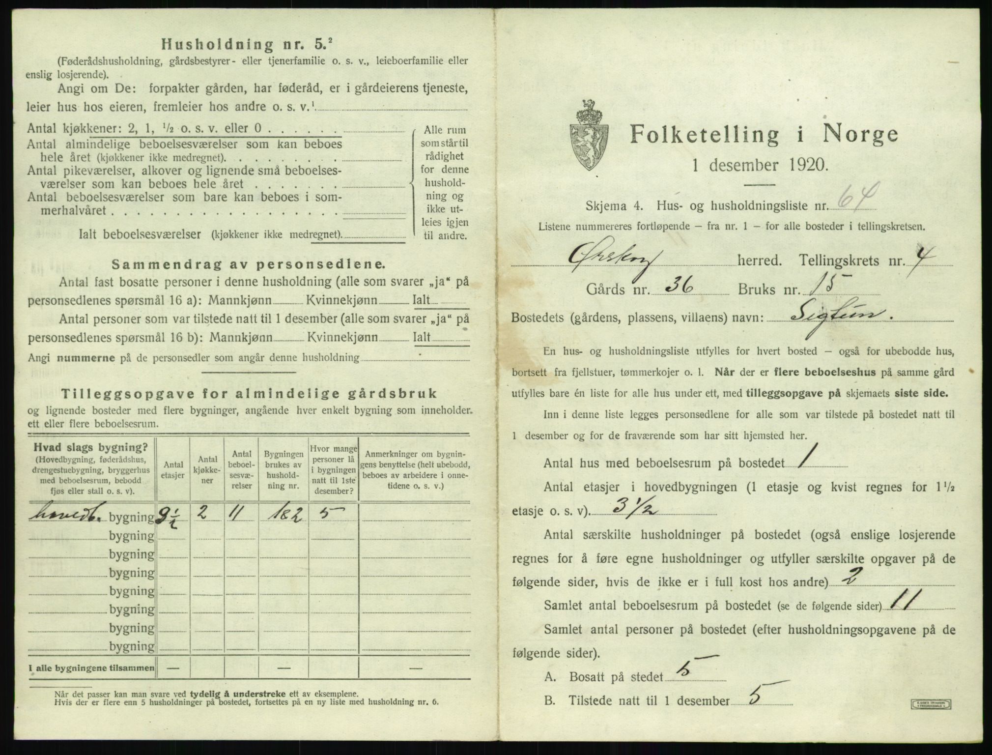 SAT, 1920 census for Ørskog, 1920, p. 424