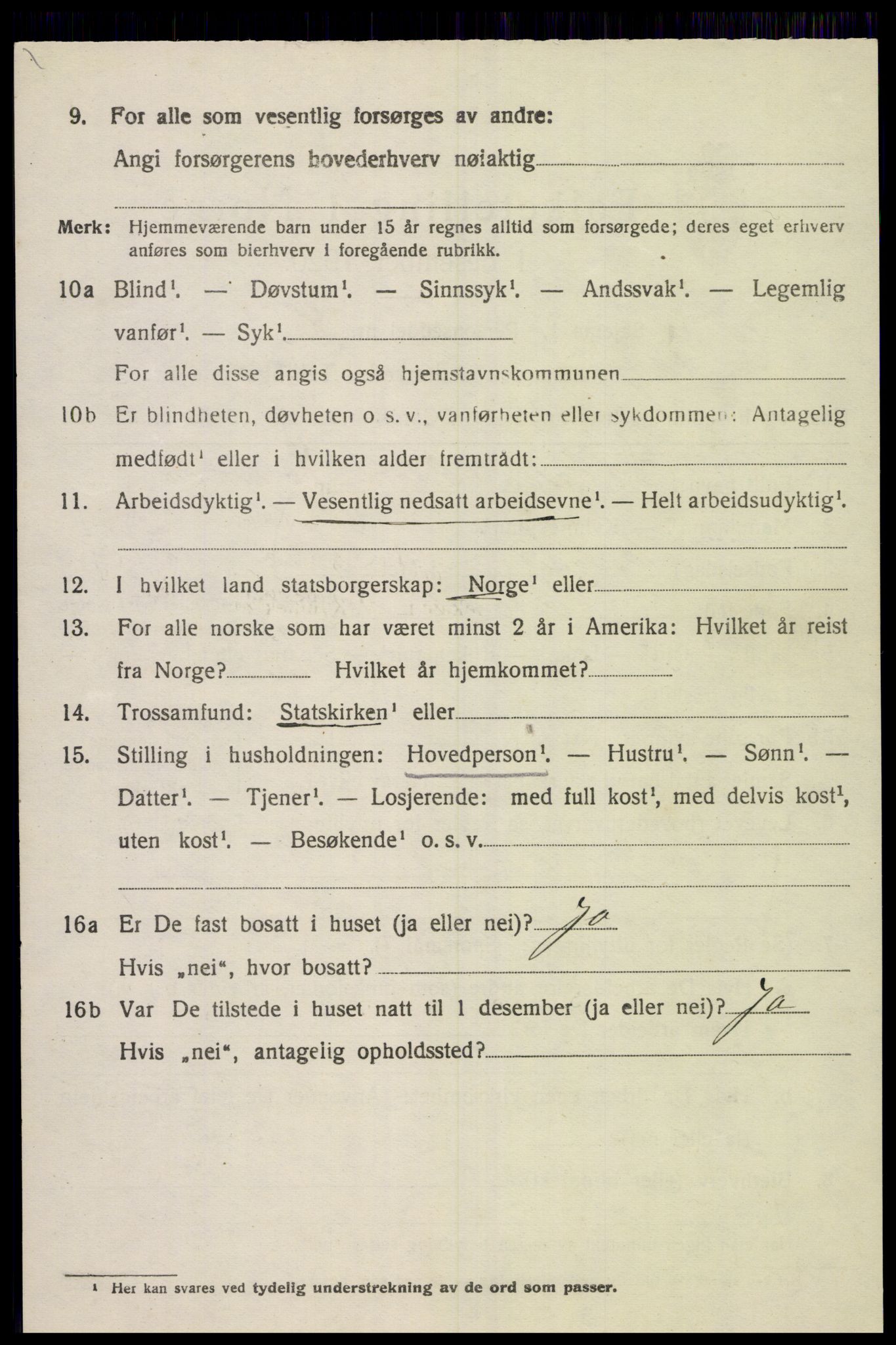 SAK, 1920 census for Spangereid, 1920, p. 1076