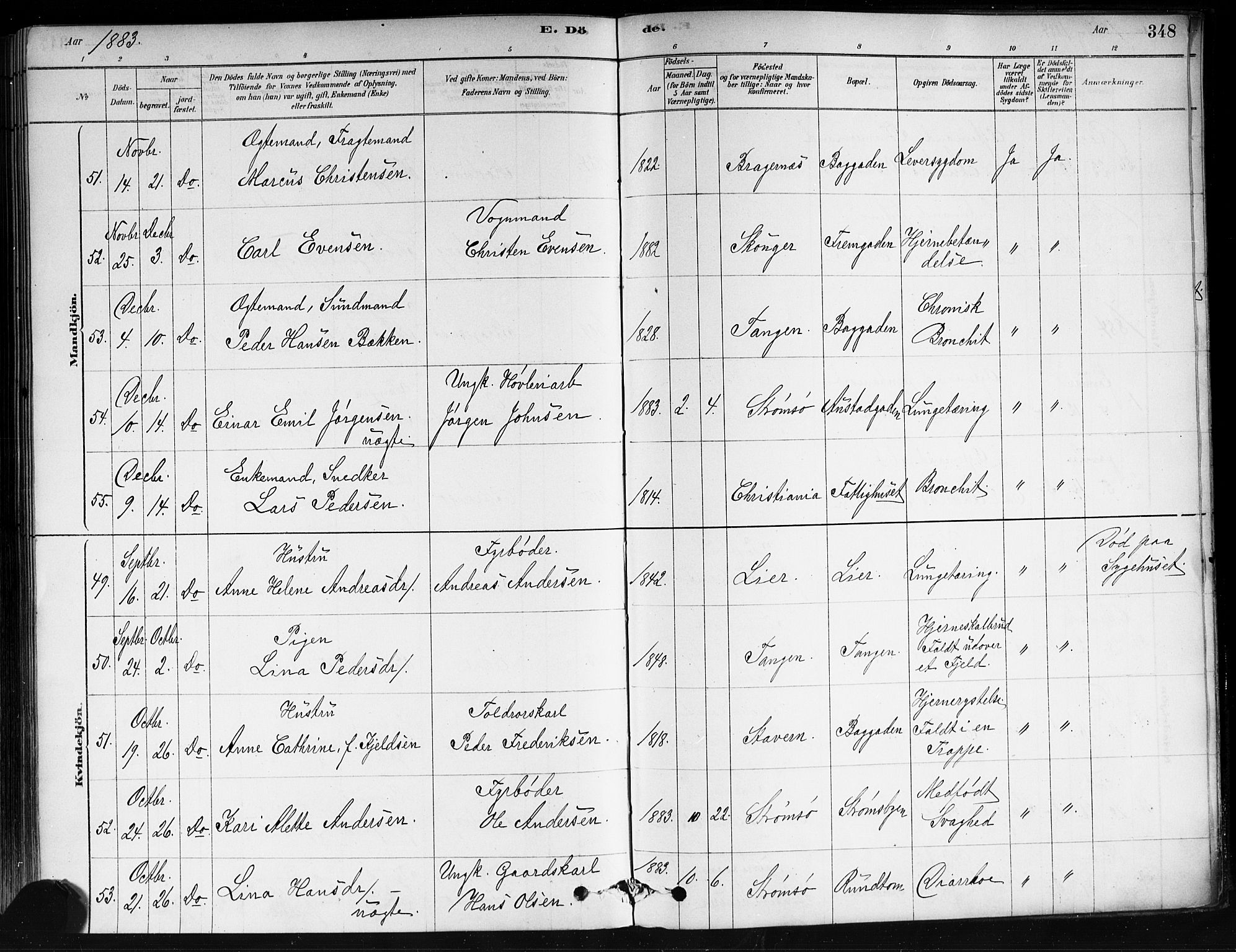 Strømsø kirkebøker, AV/SAKO-A-246/F/Fa/L0021: Parish register (official) no. I 21, 1878-1885, p. 348