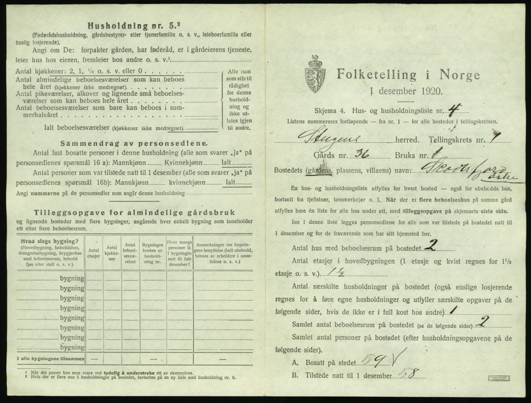 SAT, 1920 census for Steigen, 1920, p. 56