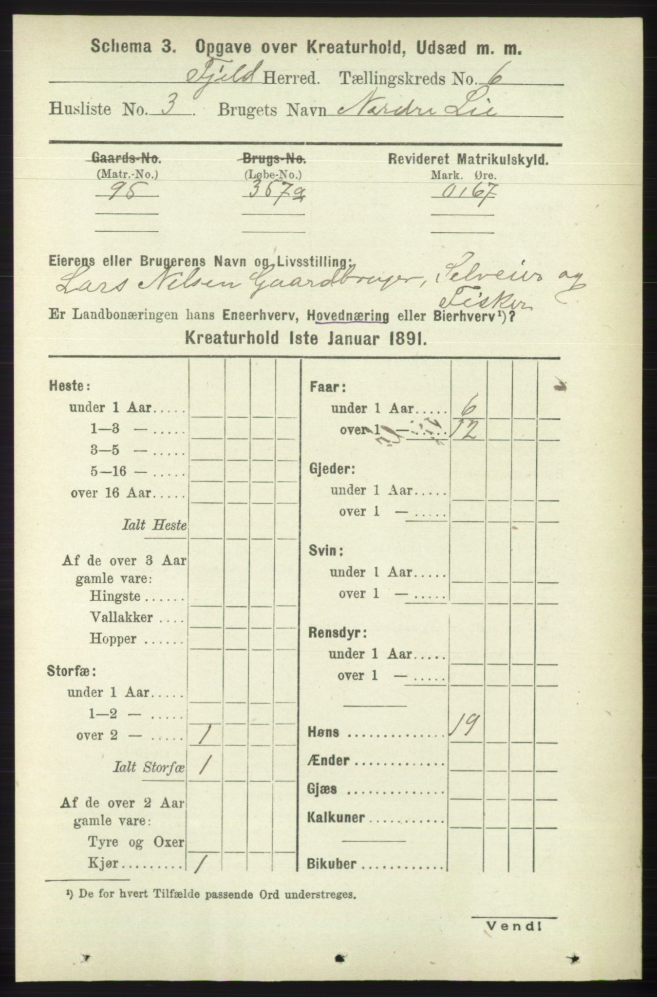 RA, 1891 census for 1246 Fjell, 1891, p. 4656