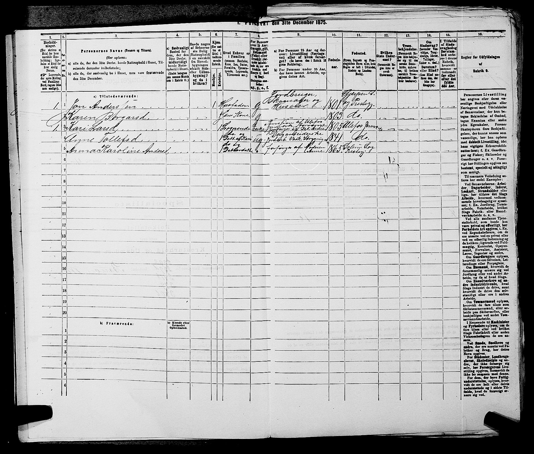 SAKO, 1875 census for 0812P Gjerpen, 1875, p. 853