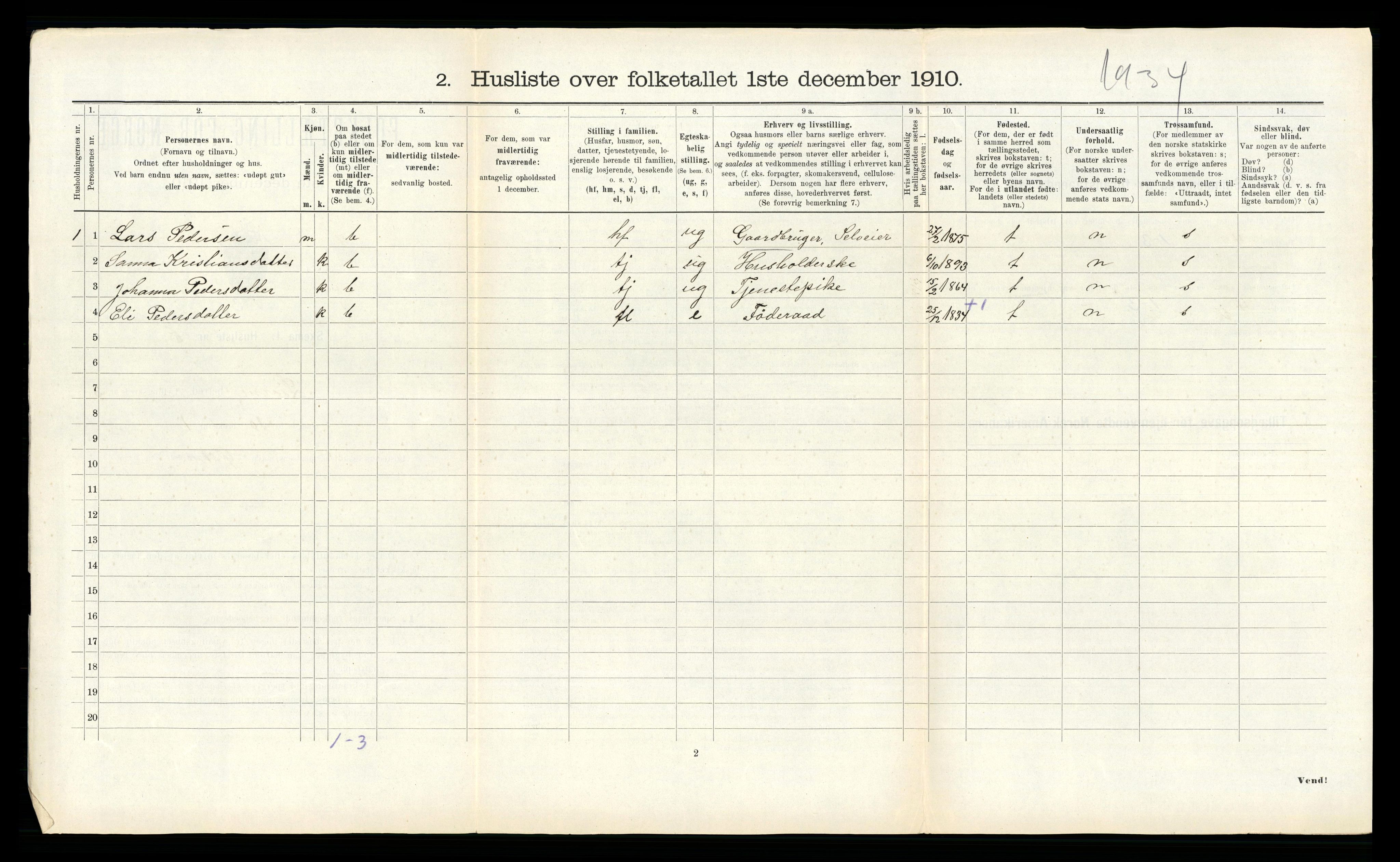 RA, 1910 census for Lierne, 1910, p. 268