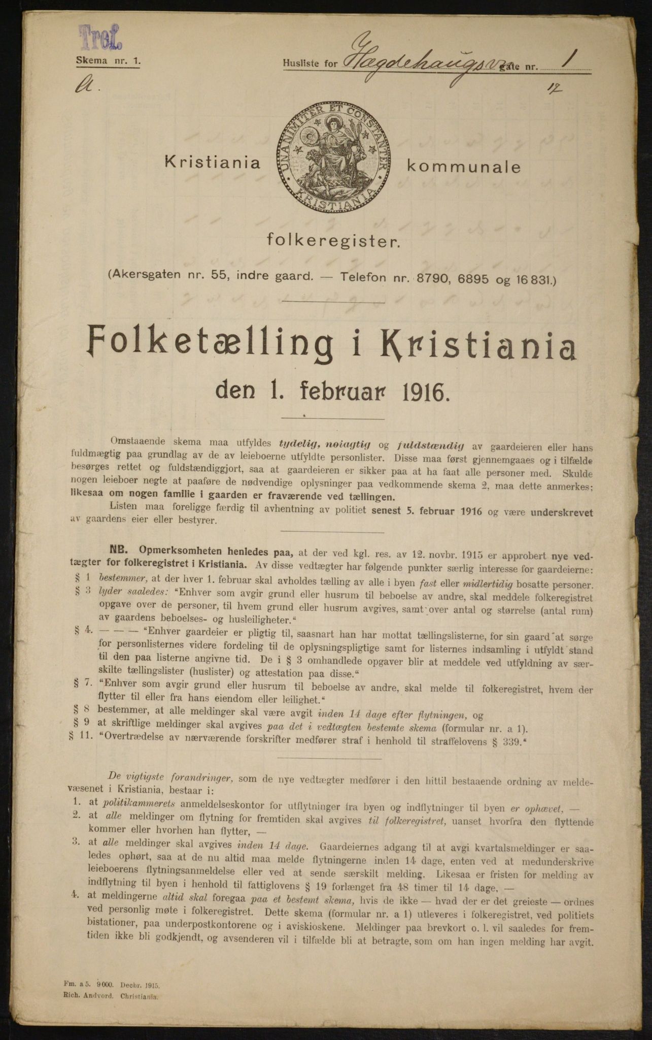 OBA, Municipal Census 1916 for Kristiania, 1916, p. 36527