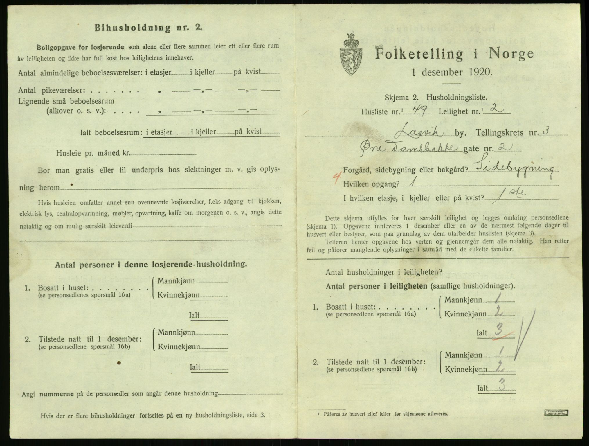 SAKO, 1920 census for Larvik, 1920, p. 4078