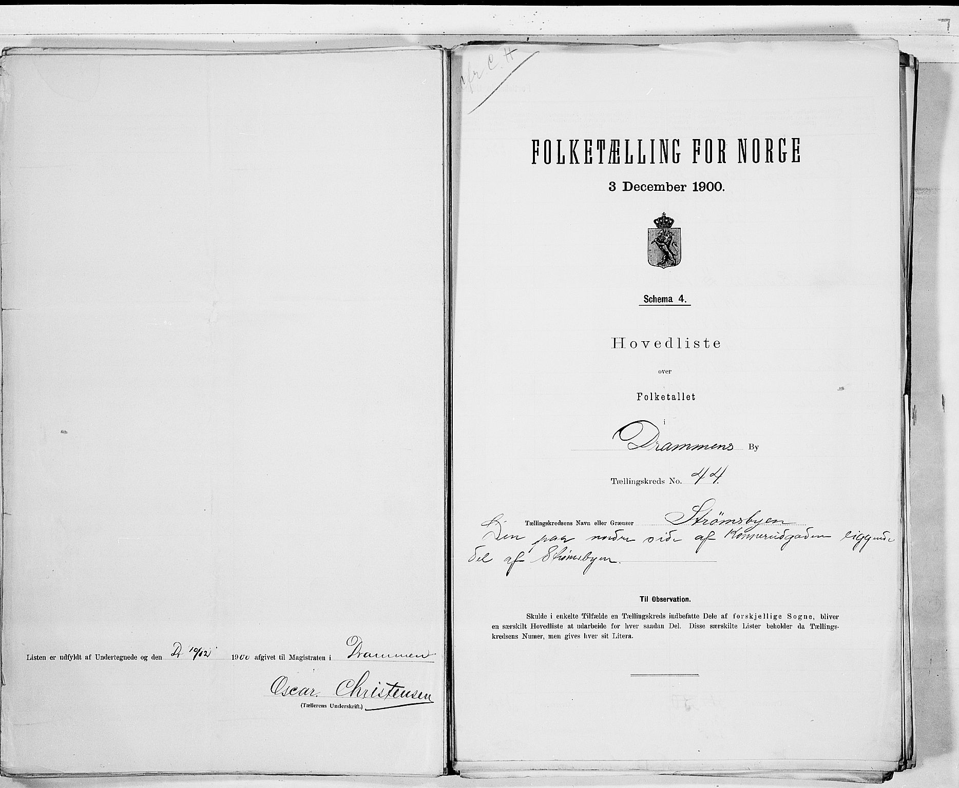 RA, 1900 census for Drammen, 1900, p. 93