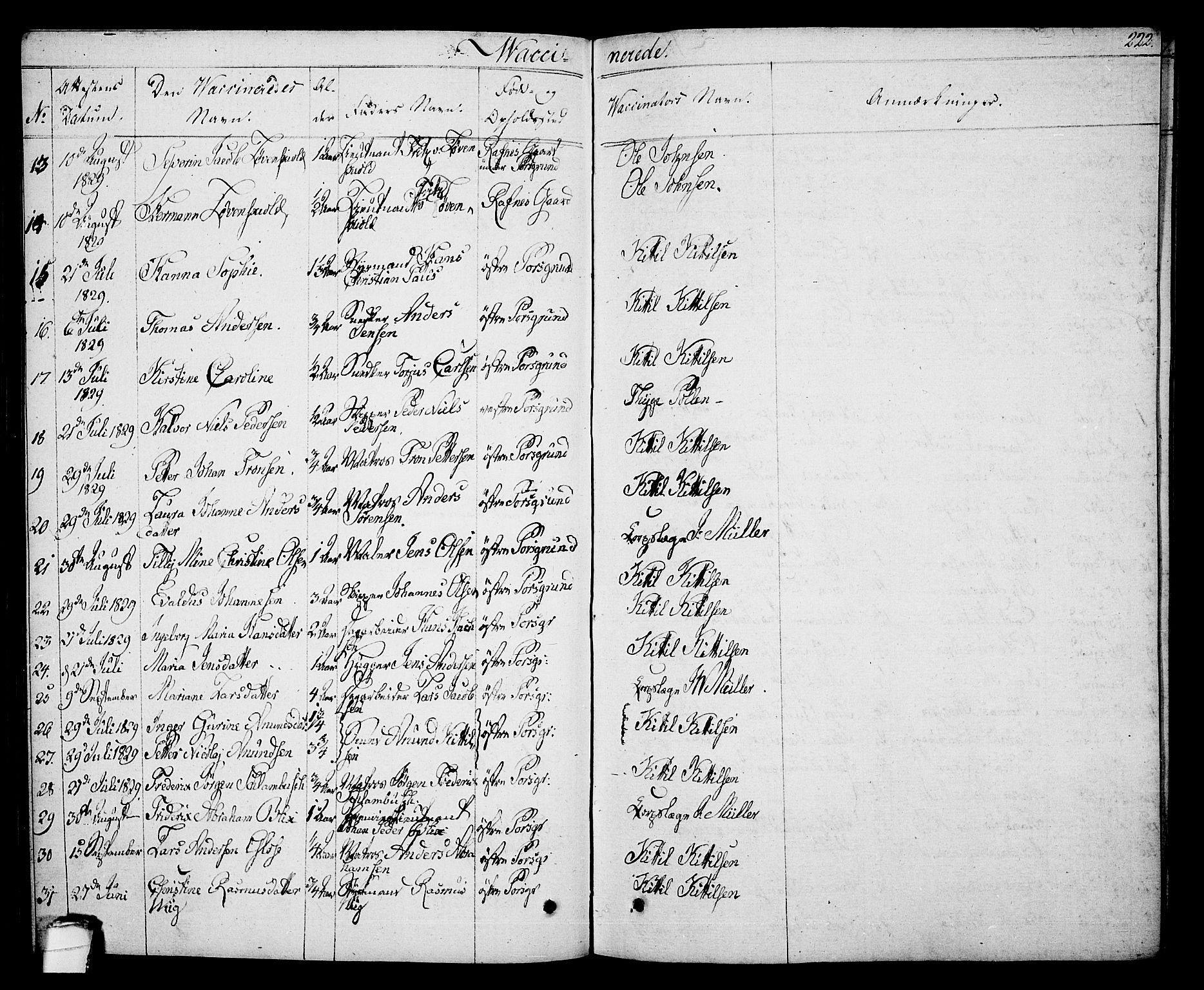Porsgrunn kirkebøker , AV/SAKO-A-104/F/Fa/L0005: Parish register (official) no. 5, 1828-1840, p. 222