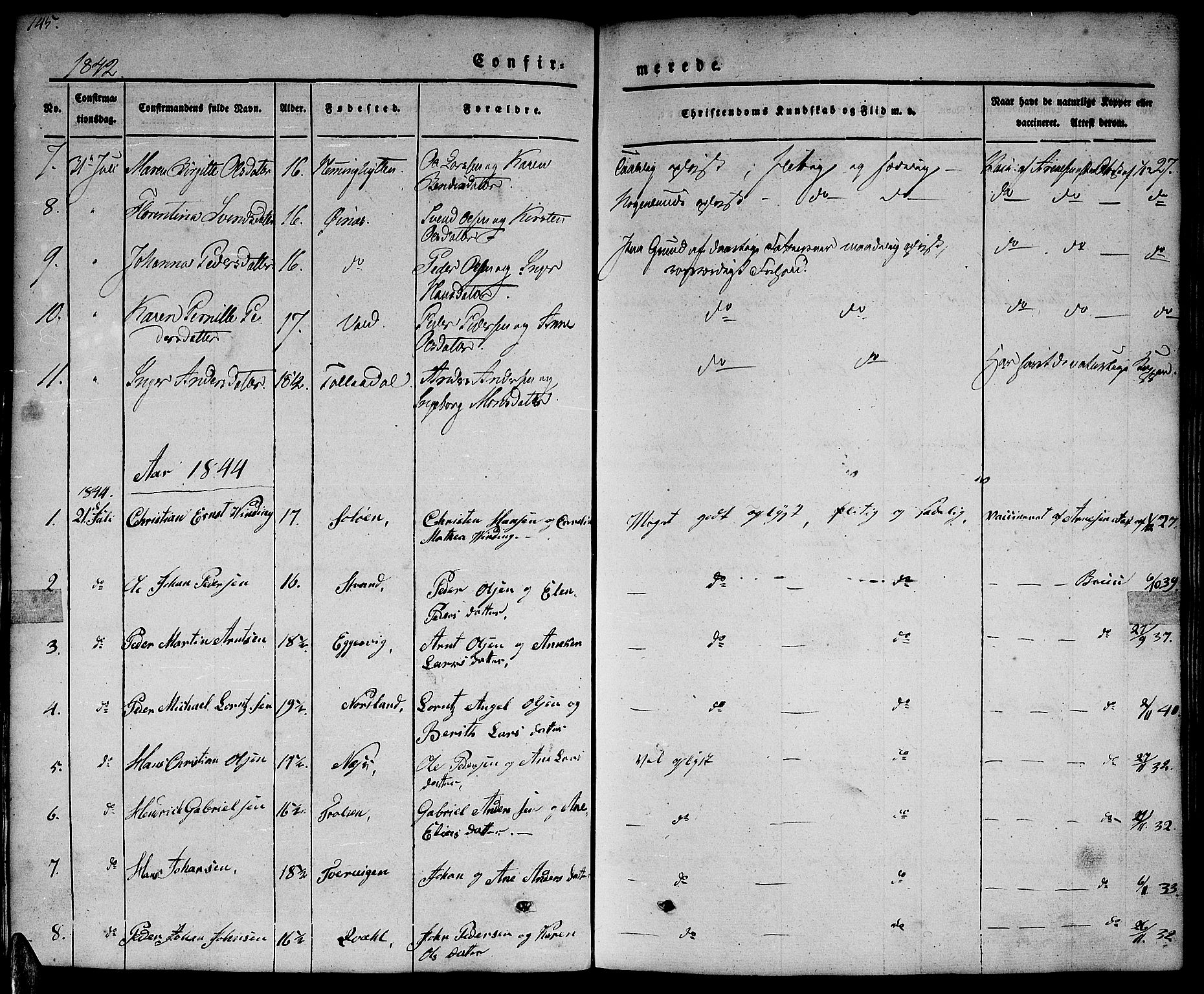 Ministerialprotokoller, klokkerbøker og fødselsregistre - Nordland, AV/SAT-A-1459/846/L0652: Parish register (copy) no. 846C02, 1841-1871, p. 145