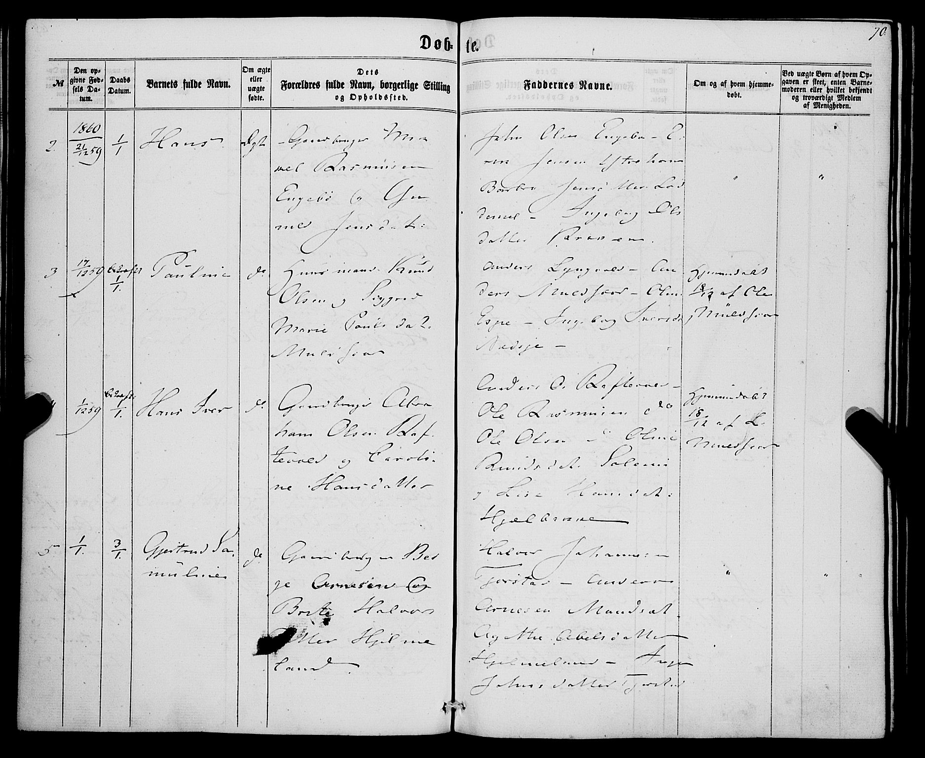 Eid sokneprestembete, AV/SAB-A-82301/H/Haa/Haaa/L0008: Parish register (official) no. A 8, 1858-1860, p. 70