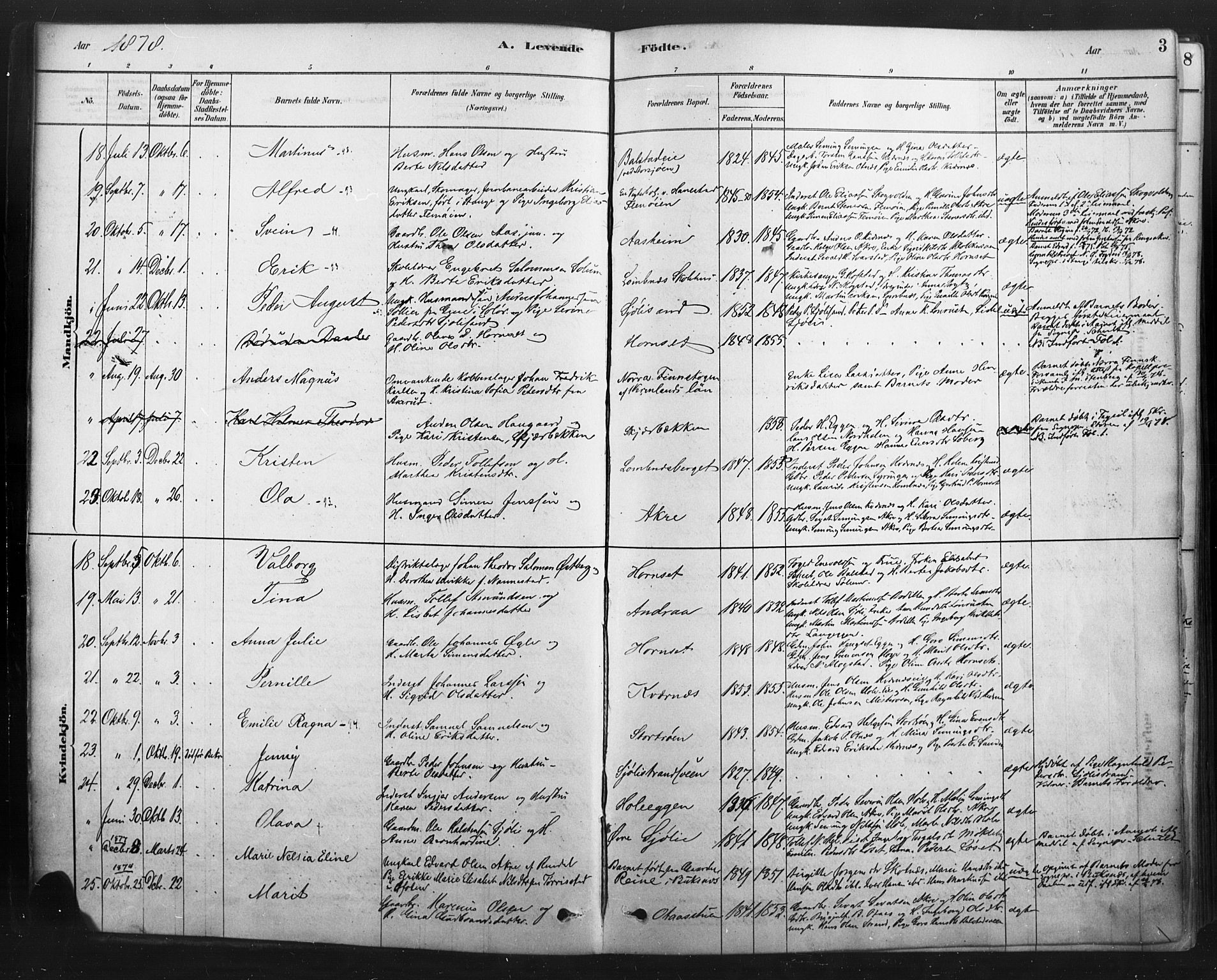 Rendalen prestekontor, AV/SAH-PREST-054/H/Ha/Haa/L0010: Parish register (official) no. 10, 1878-1901, p. 3