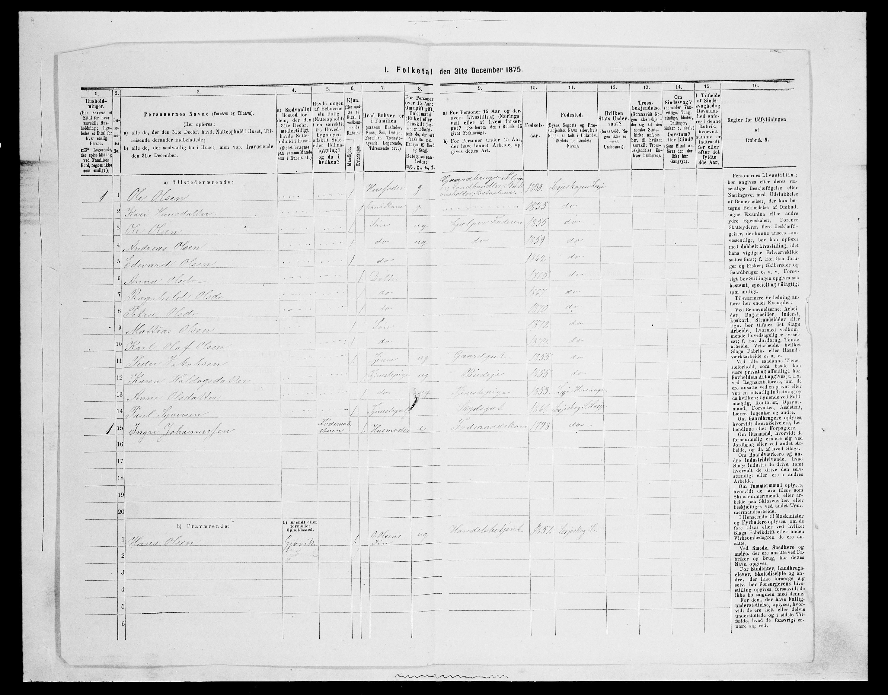 SAH, 1875 census for 0512P Lesja, 1875, p. 218