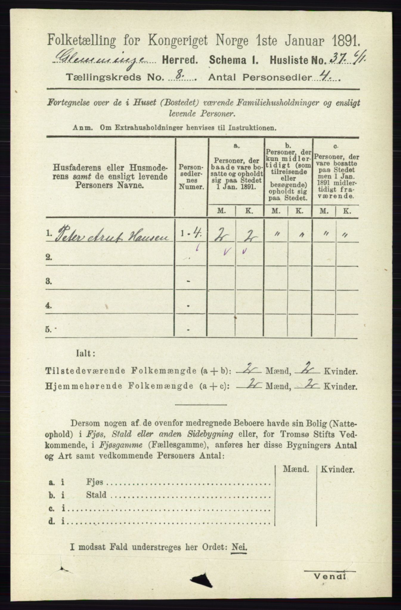 RA, 1891 census for 0132 Glemmen, 1891, p. 9301