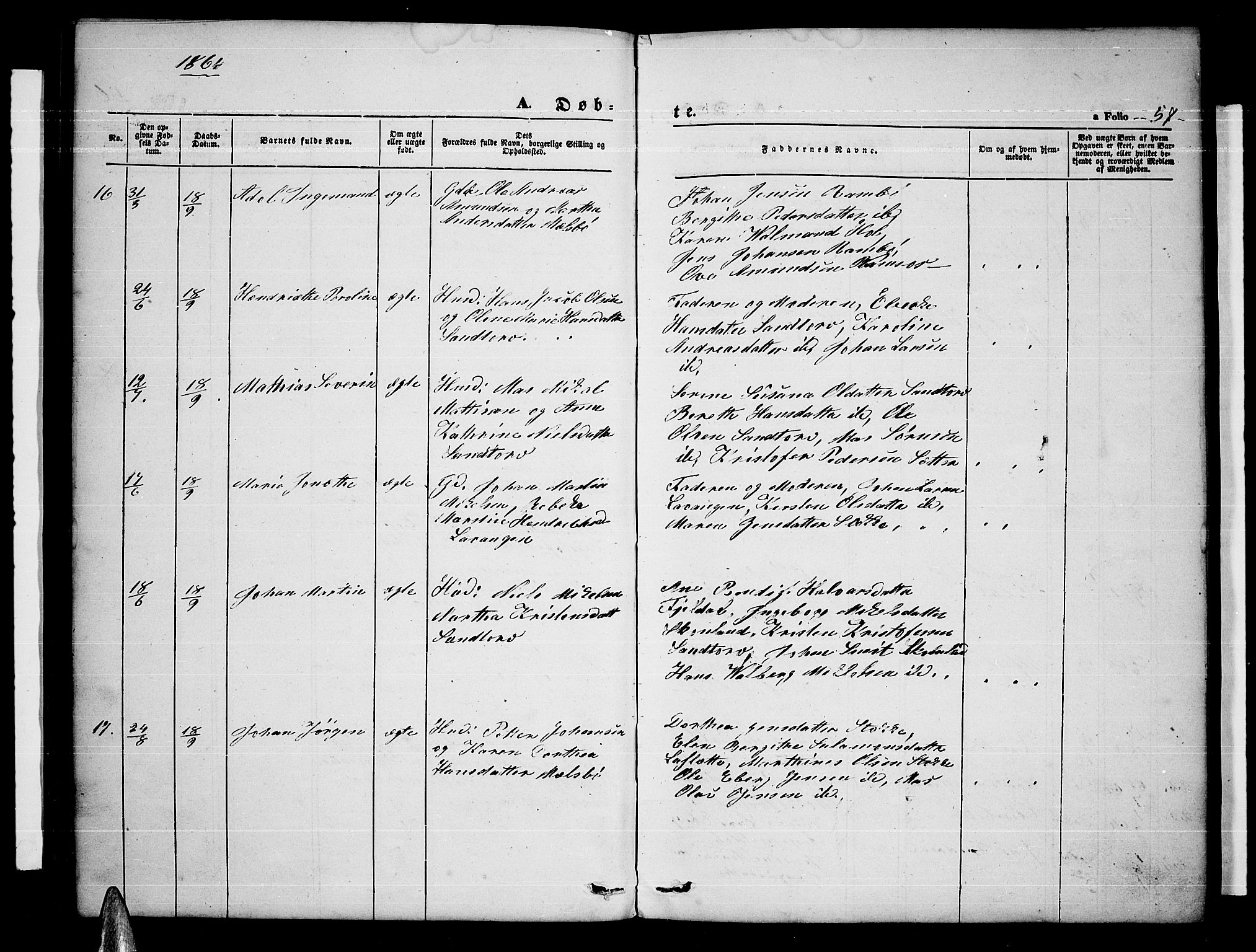 Ministerialprotokoller, klokkerbøker og fødselsregistre - Nordland, SAT/A-1459/865/L0929: Parish register (copy) no. 865C01, 1840-1866, p. 57