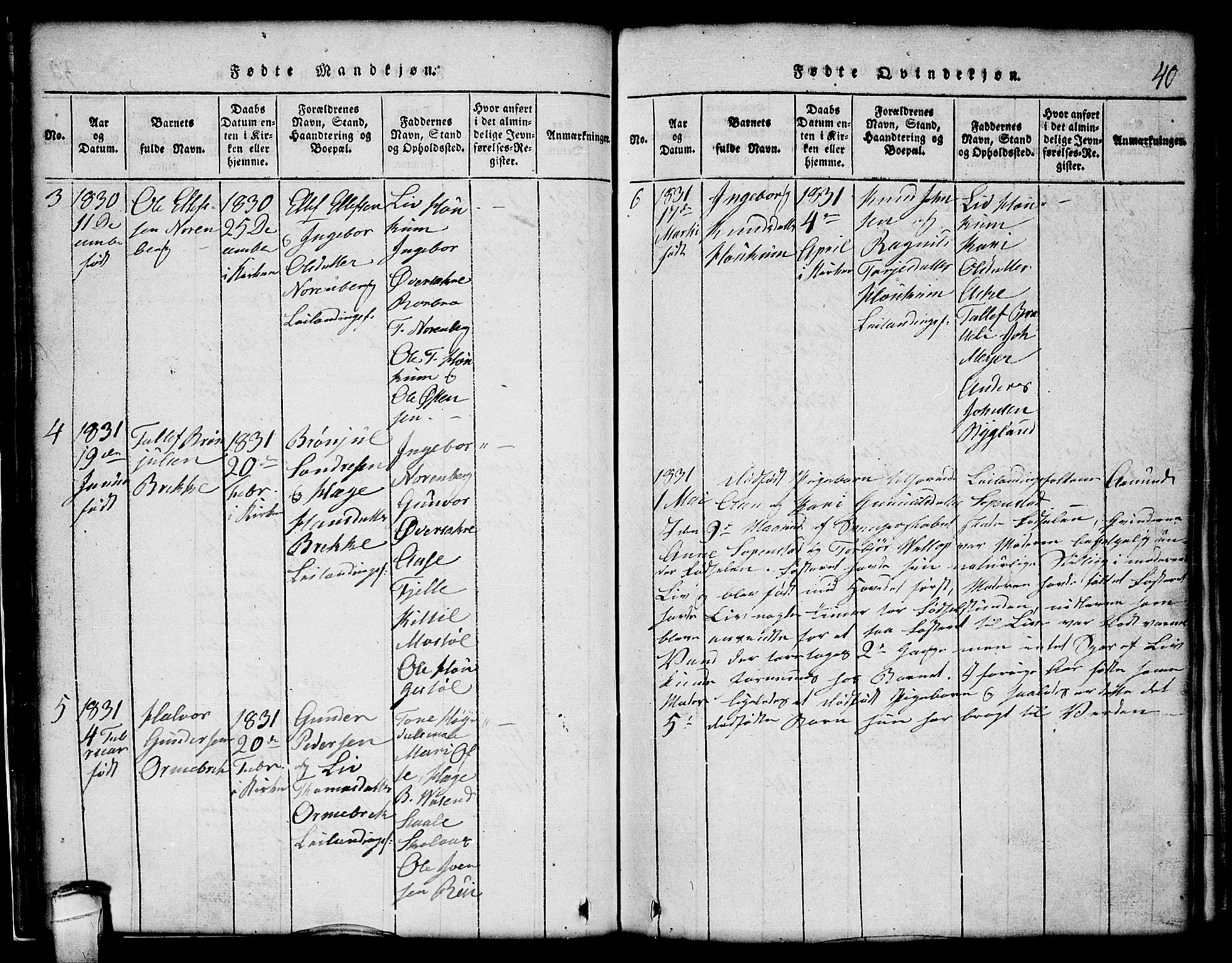 Lårdal kirkebøker, AV/SAKO-A-284/G/Gc/L0001: Parish register (copy) no. III 1, 1815-1854, p. 40