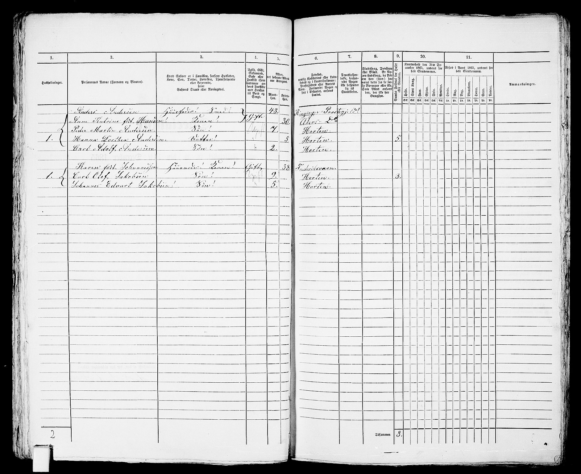 RA, 1865 census for Horten, 1865, p. 193