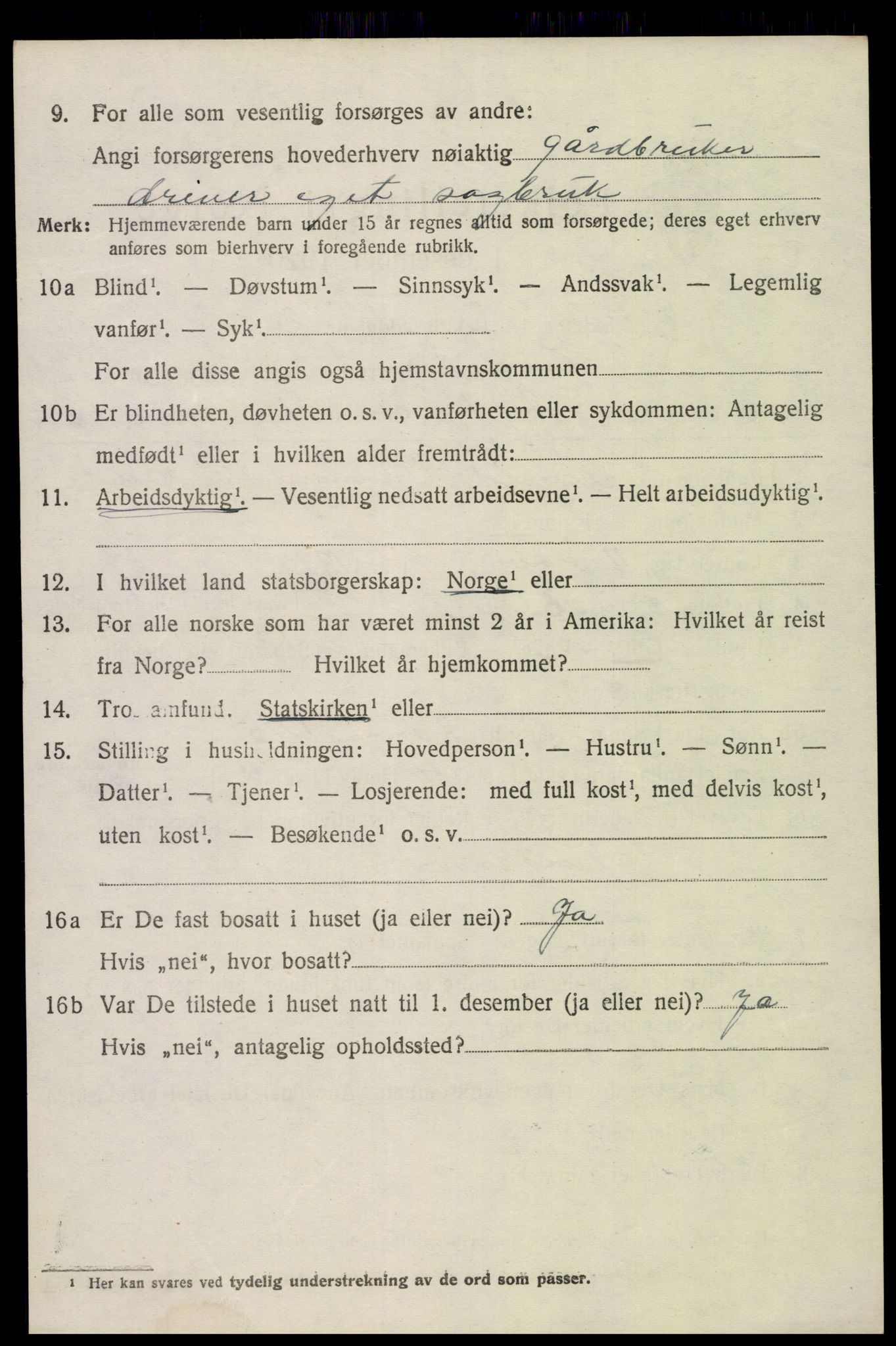 SAK, 1920 census for Evje, 1920, p. 2847