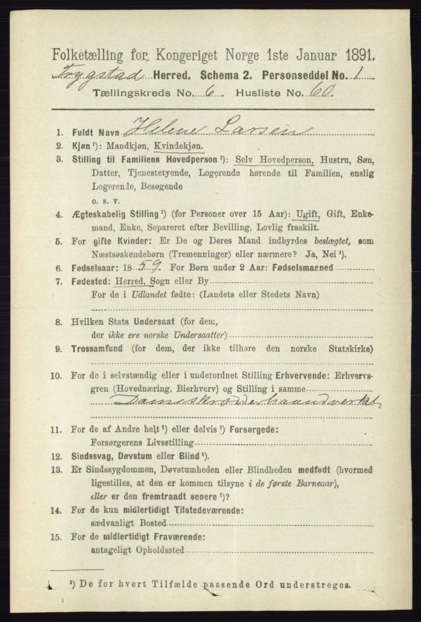 RA, 1891 Census for 0122 Trøgstad, 1891, p. 2837