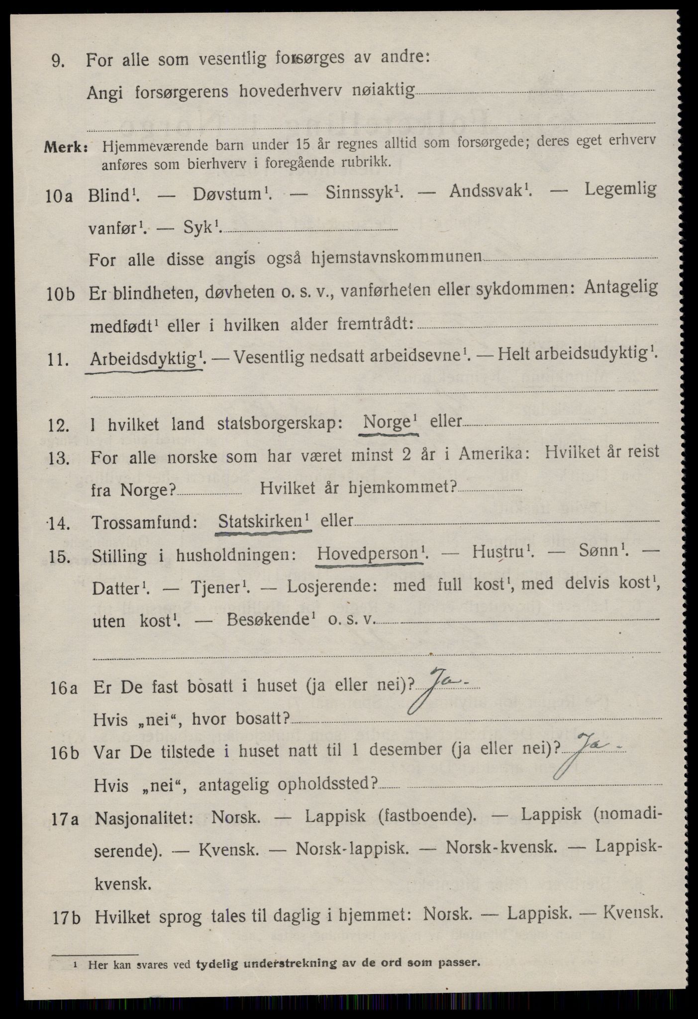 SAT, 1920 census for Hemne, 1920, p. 3099