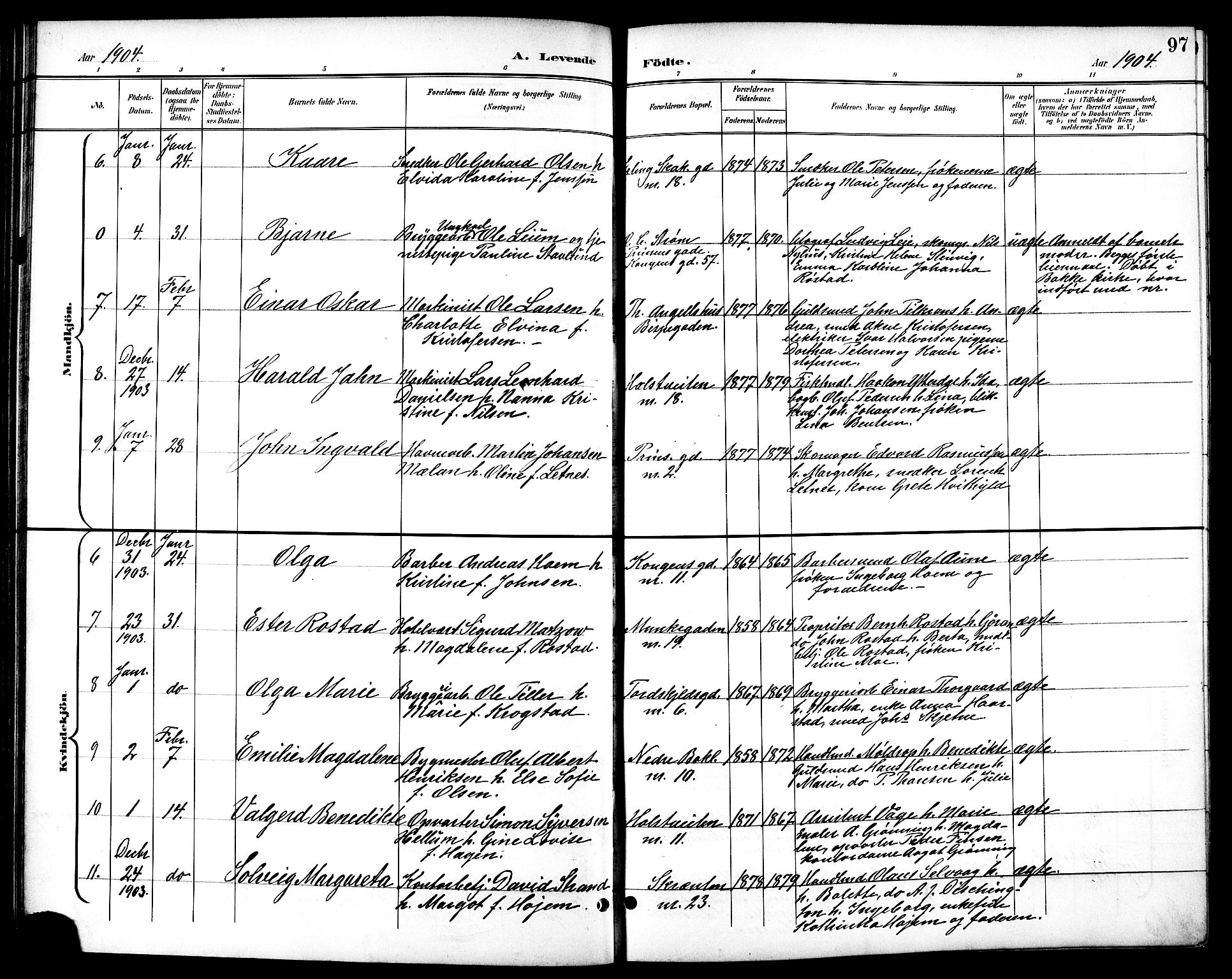 Ministerialprotokoller, klokkerbøker og fødselsregistre - Sør-Trøndelag, SAT/A-1456/601/L0094: Parish register (copy) no. 601C12, 1898-1911, p. 97