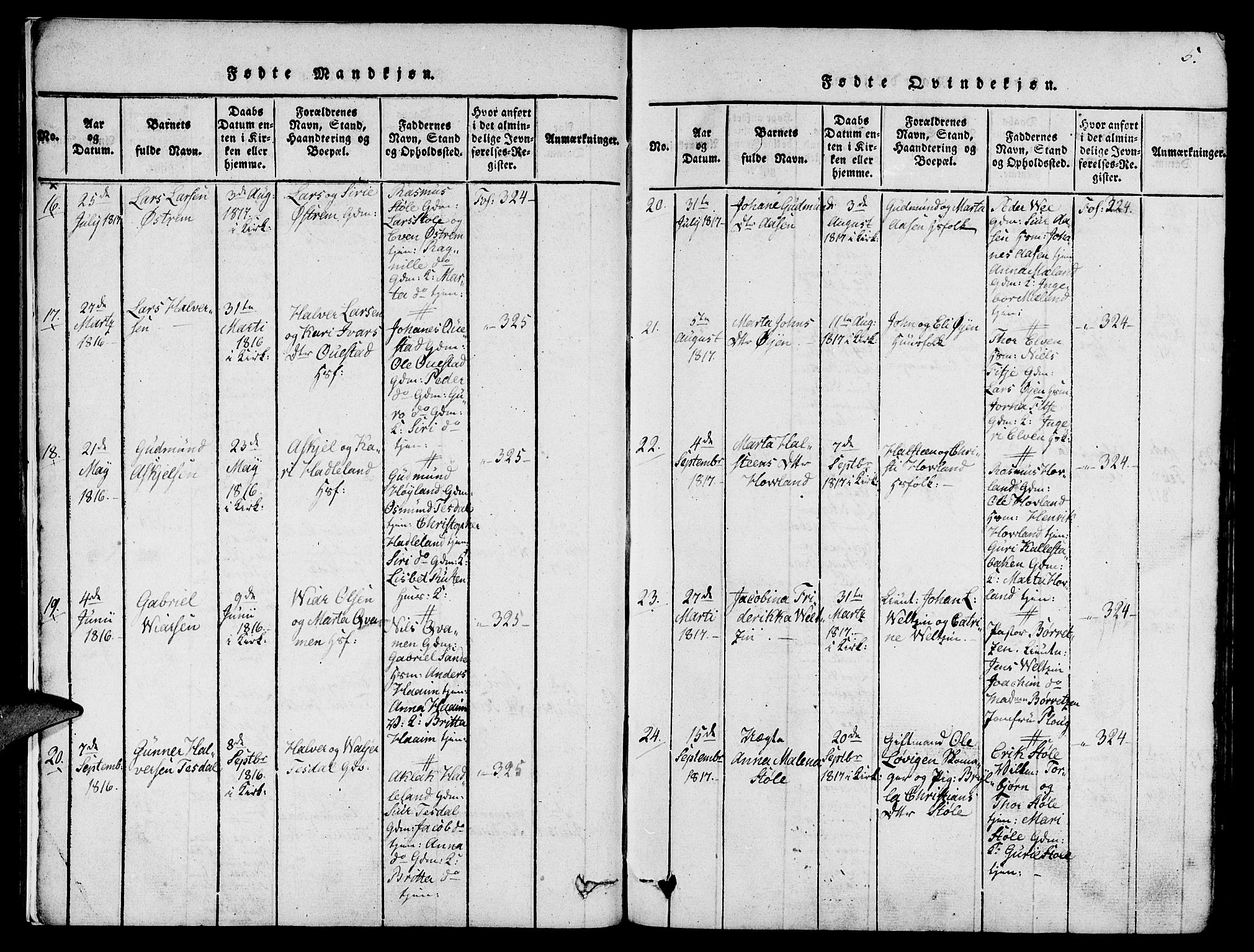 Etne sokneprestembete, SAB/A-75001/H/Haa: Parish register (official) no. A 6, 1815-1831, p. 5