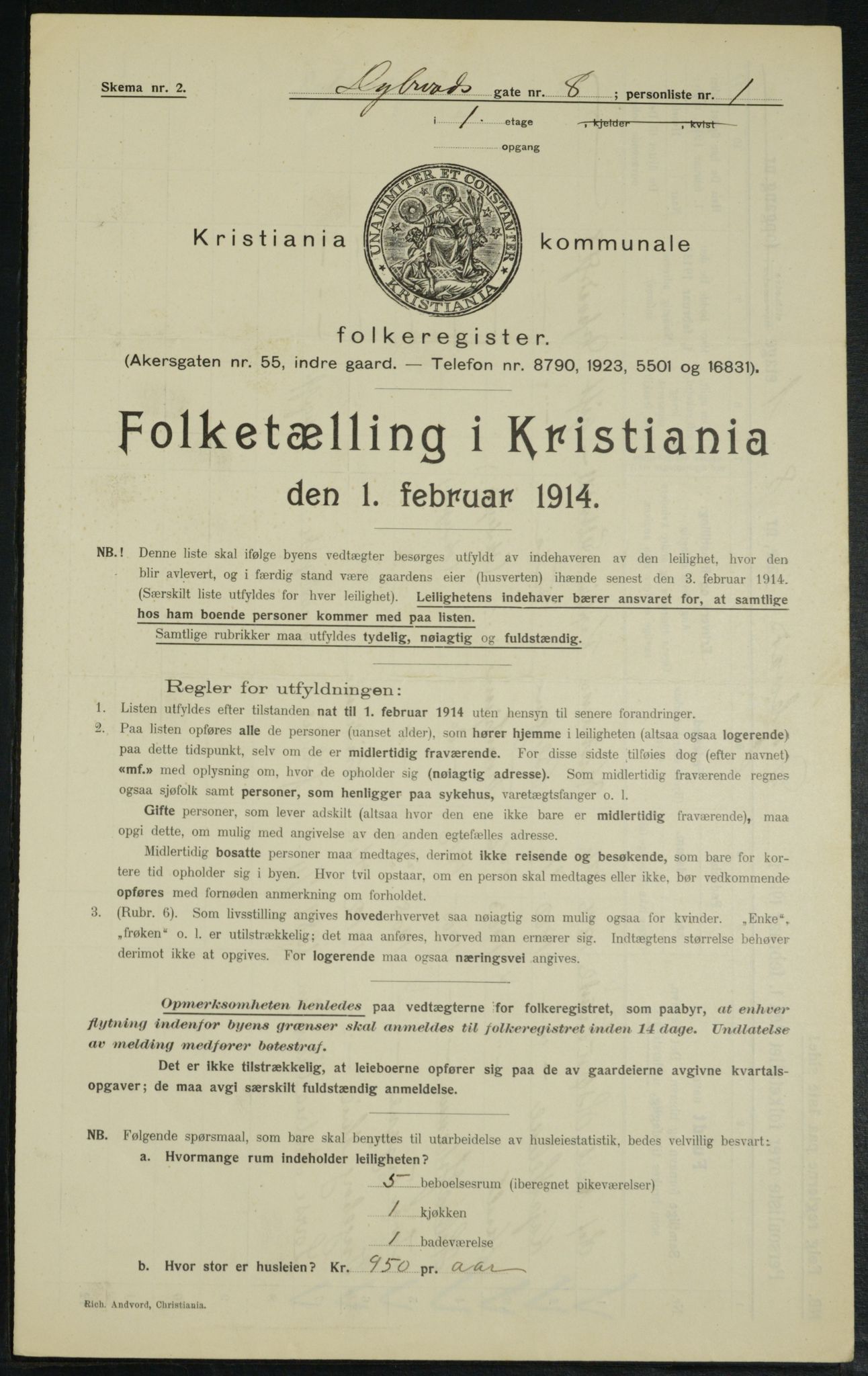 OBA, Municipal Census 1914 for Kristiania, 1914, p. 17726