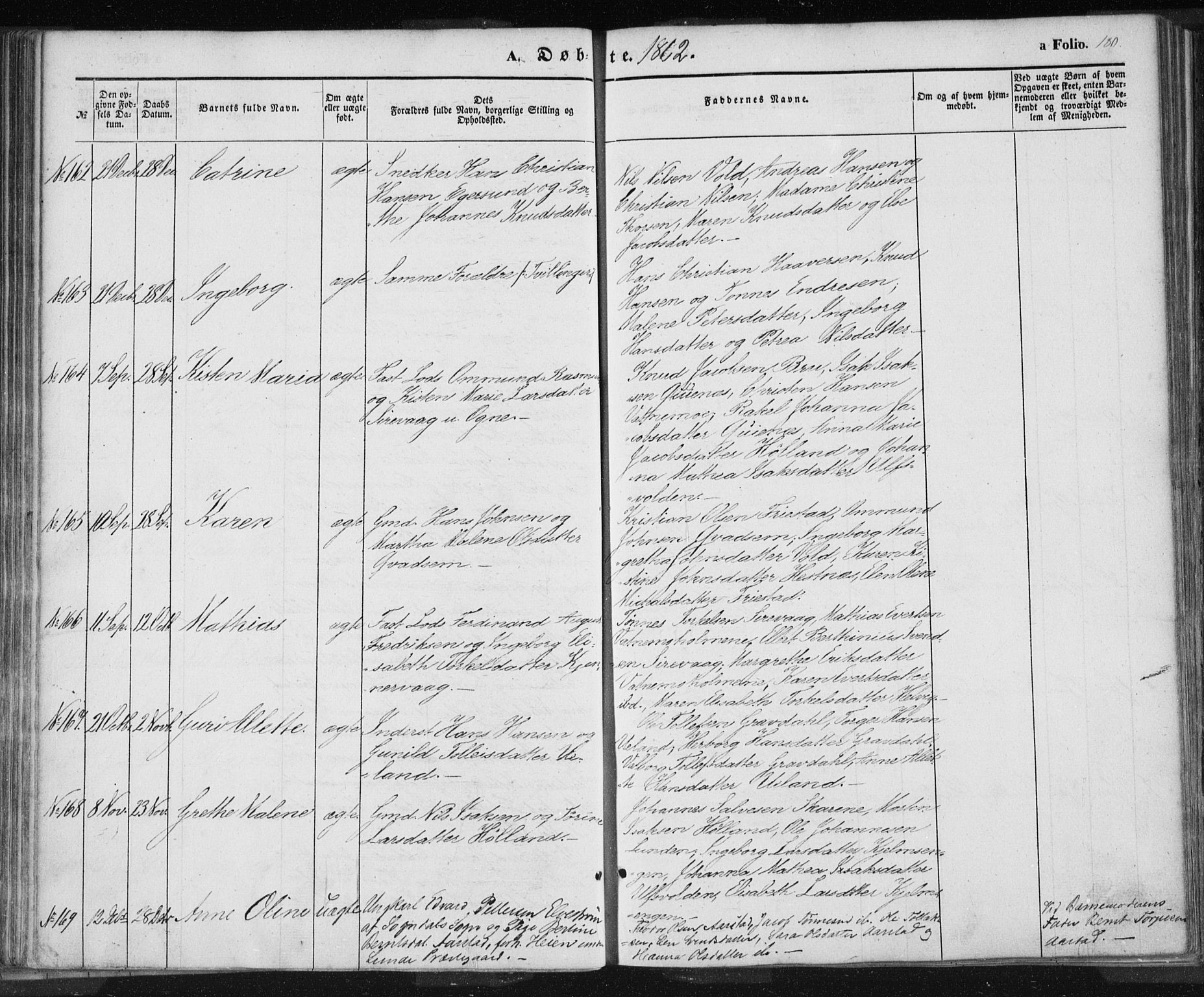 Eigersund sokneprestkontor, AV/SAST-A-101807/S08/L0012: Parish register (official) no. A 12.1, 1850-1865, p. 180