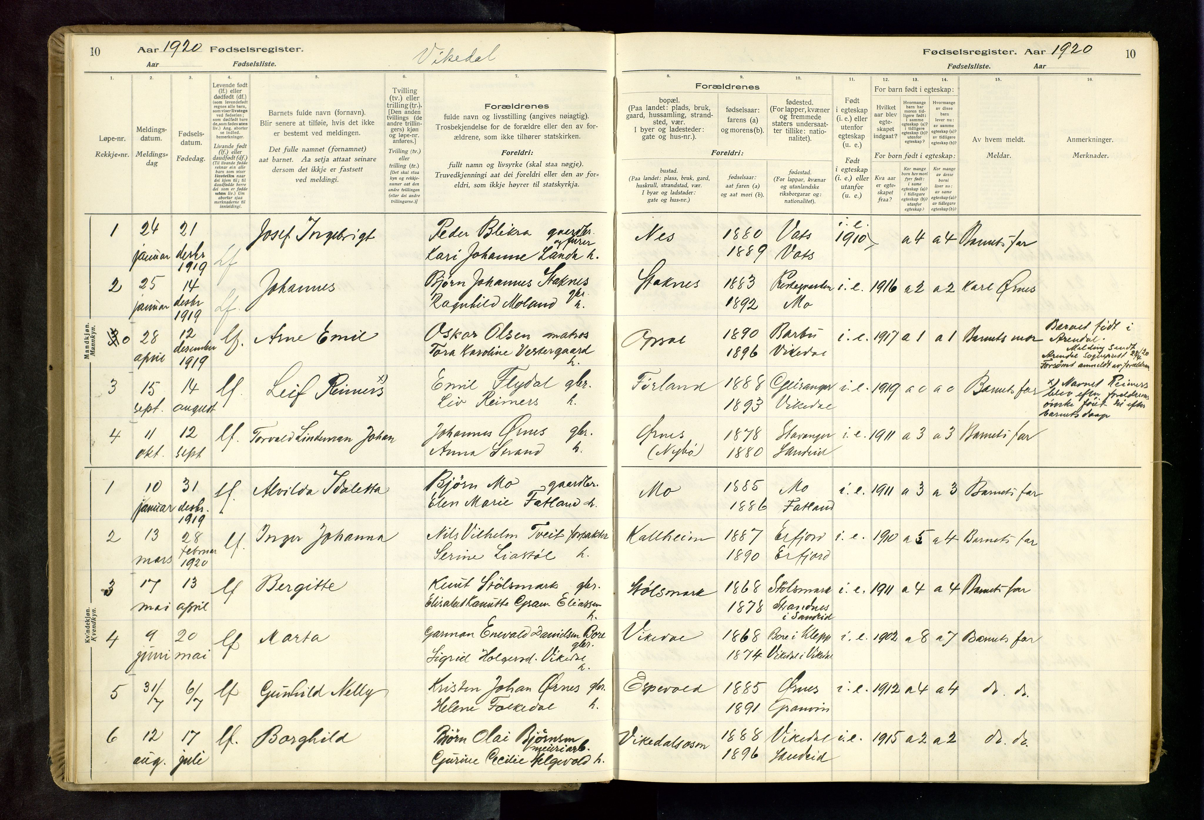 Vikedal sokneprestkontor, AV/SAST-A-101840/01/II: Birth register no. 3, 1916-1982, p. 10