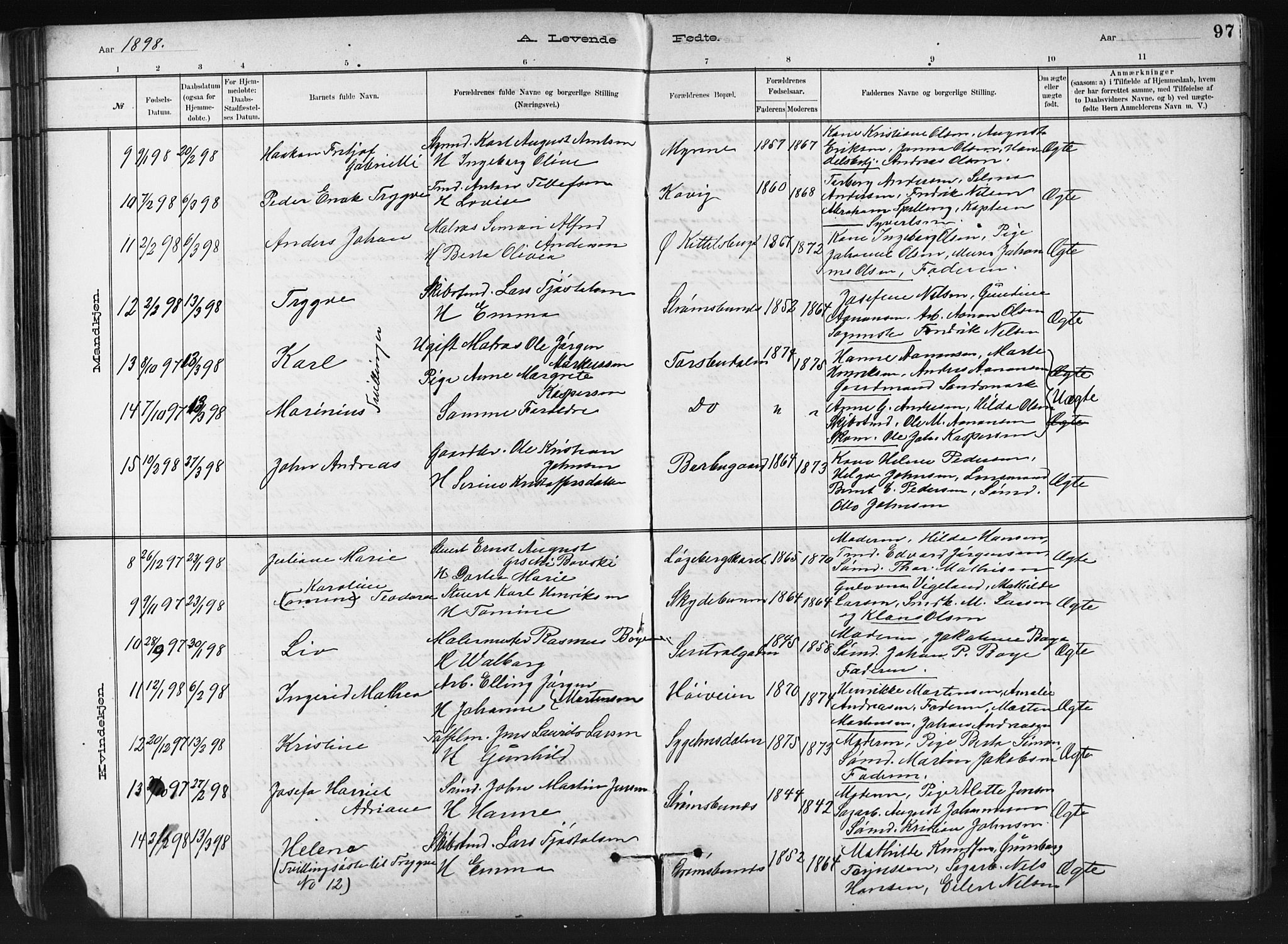 Barbu sokneprestkontor, AV/SAK-1111-0003/F/Fb/L0002: Parish register (copy) no. B 2, 1890-1922, p. 97