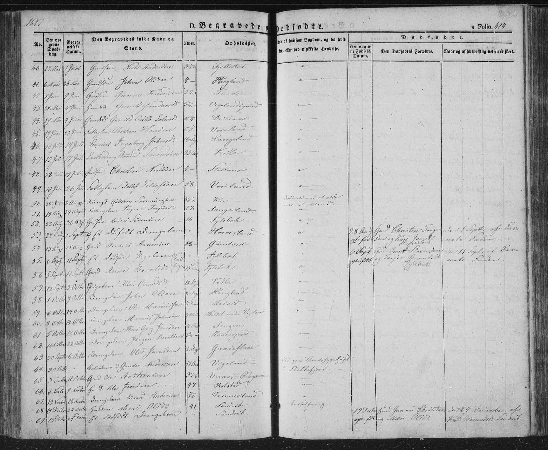 Vennesla sokneprestkontor, AV/SAK-1111-0045/Fa/Fac/L0004: Parish register (official) no. A 4, 1834-1855, p. 414