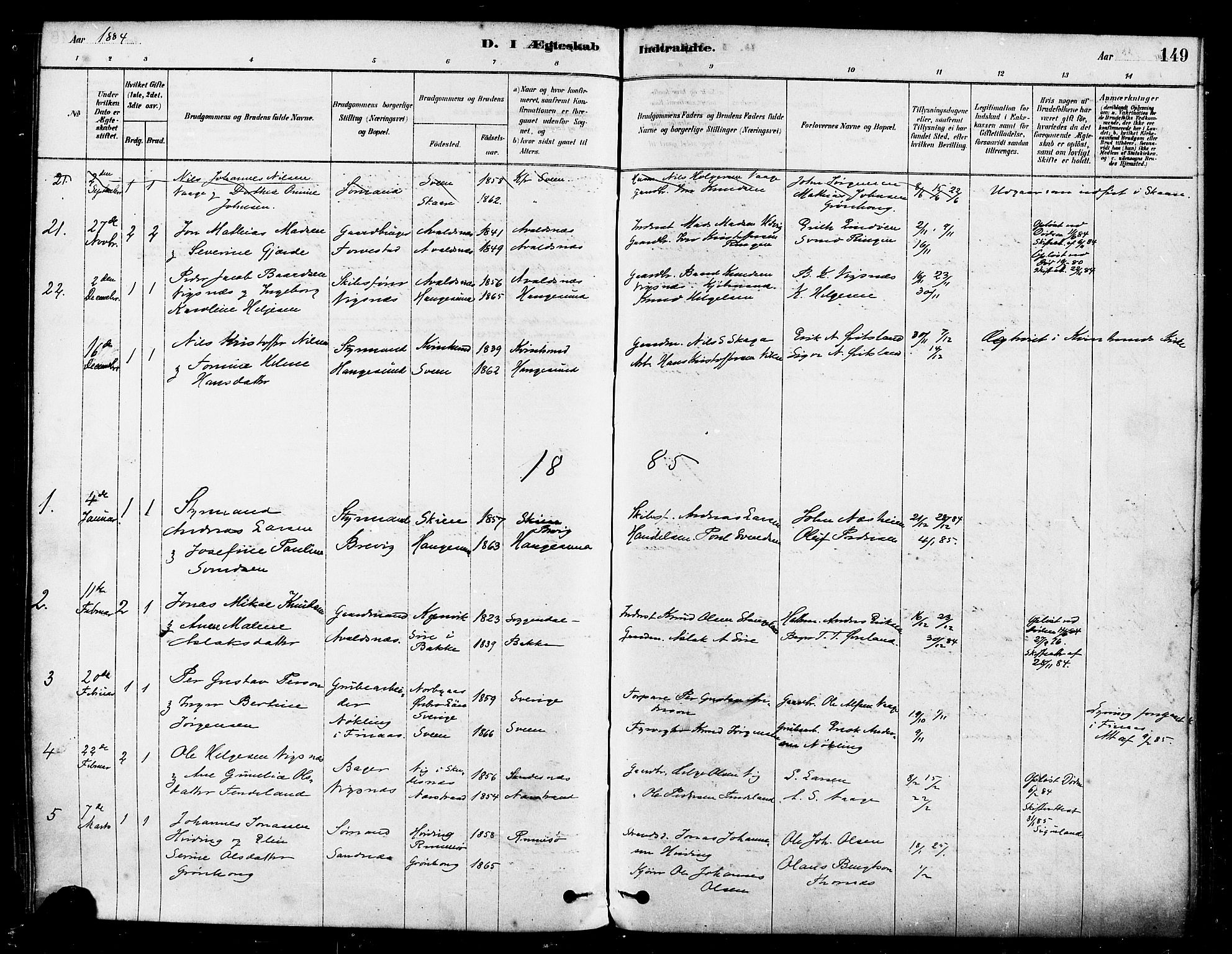 Haugesund sokneprestkontor, AV/SAST-A -101863/H/Ha/Haa/L0001: Parish register (official) no. A 1, 1878-1885, p. 149