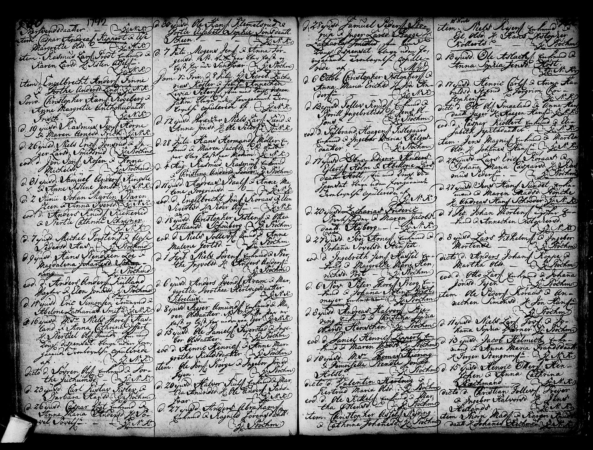 Kongsberg kirkebøker, AV/SAKO-A-22/F/Fa/L0002: Parish register (official) no. I 2, 1721-1743, p. 500-501