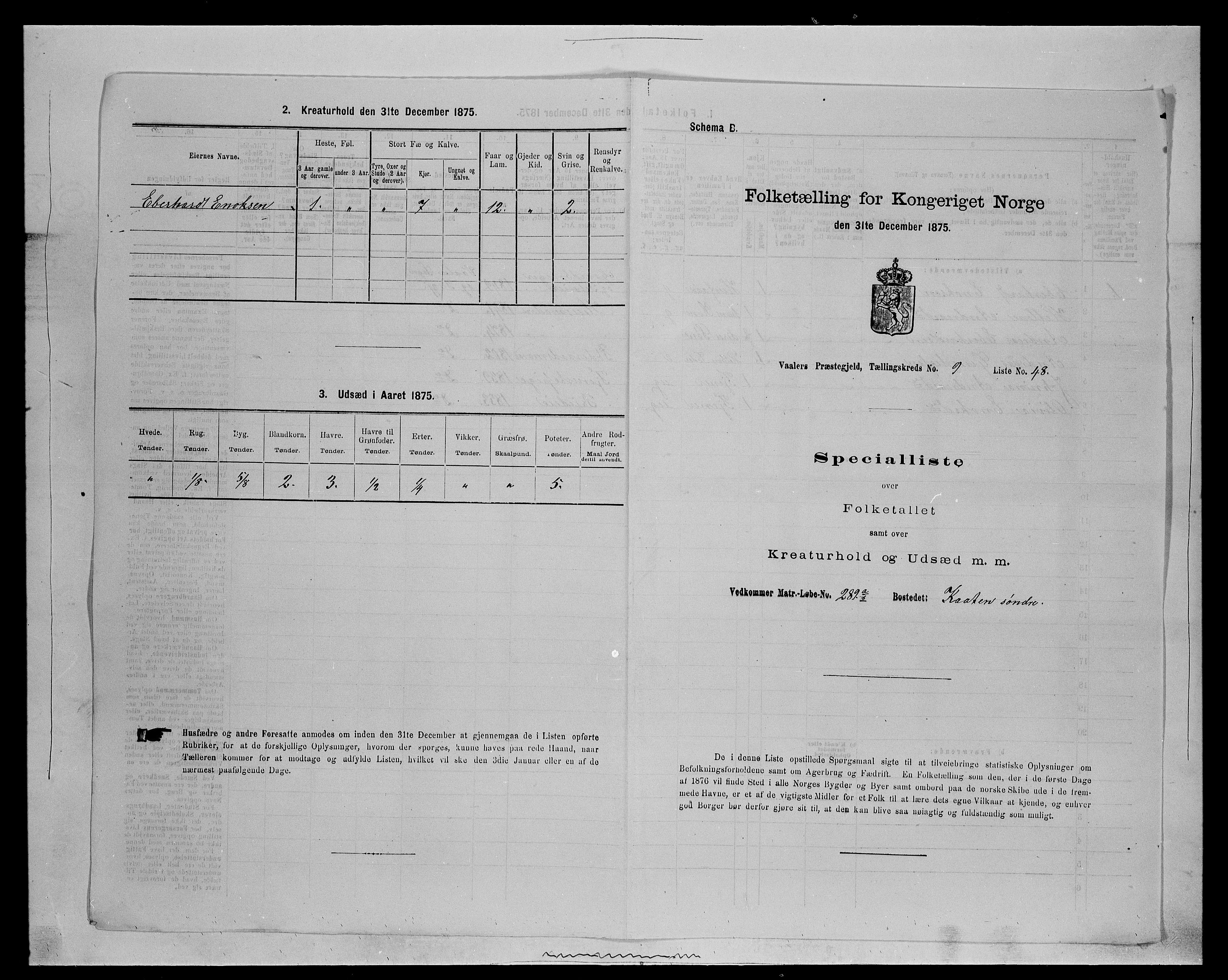 SAH, 1875 census for 0426P Våler parish (Hedmark), 1875, p. 1277