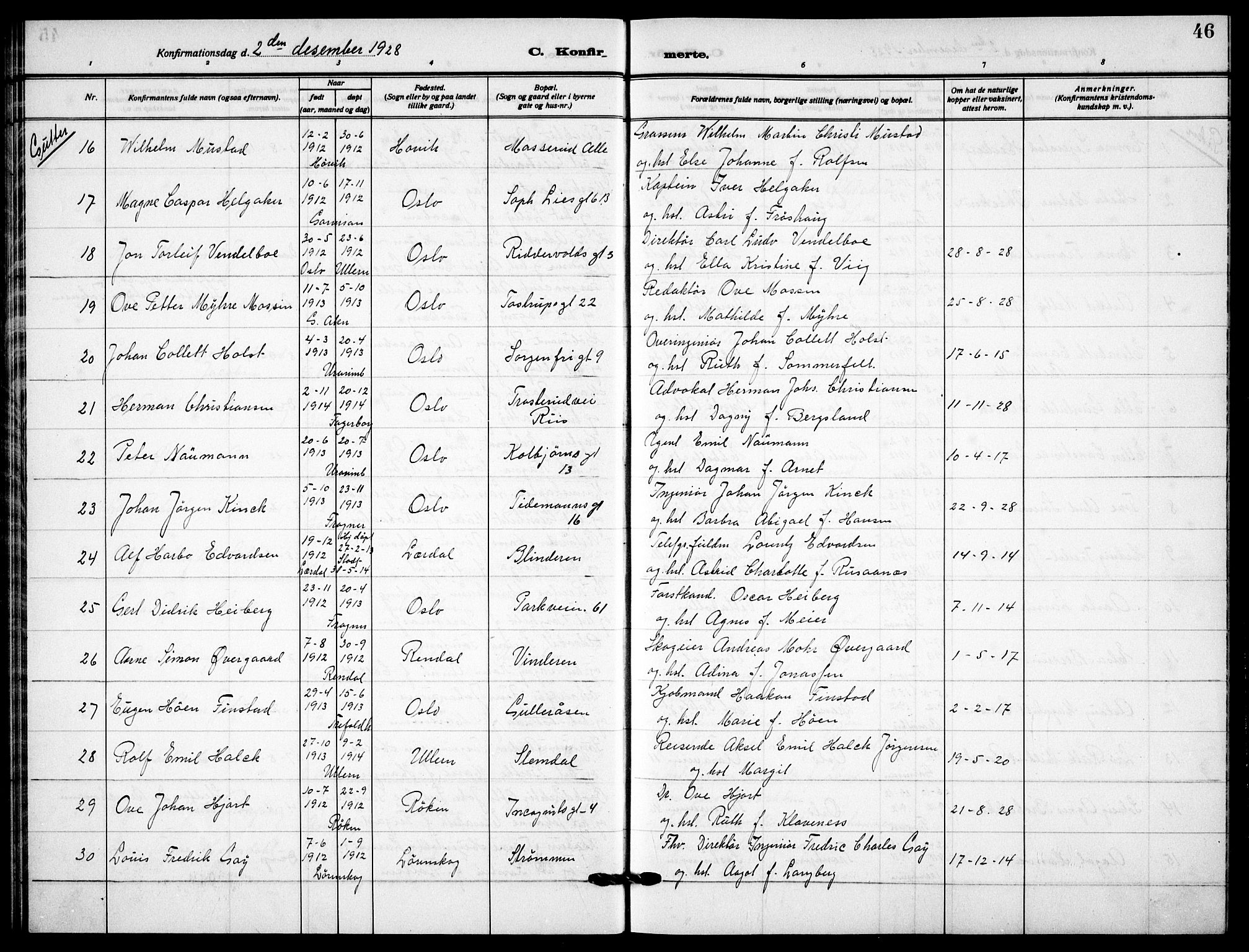 Garnisonsmenigheten Kirkebøker, AV/SAO-A-10846/F/Fa/L0017: Parish register (official) no. 17, 1926-1937, p. 46