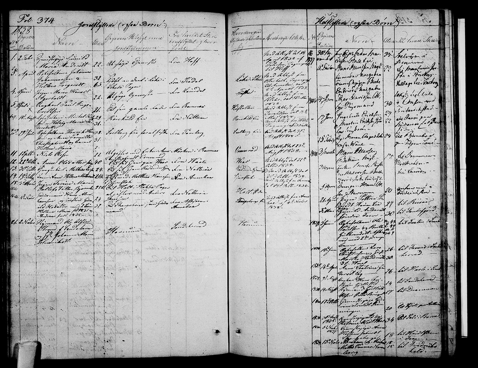 Stokke kirkebøker, AV/SAKO-A-320/F/Fa/L0006: Parish register (official) no. I 6, 1826-1843, p. 374