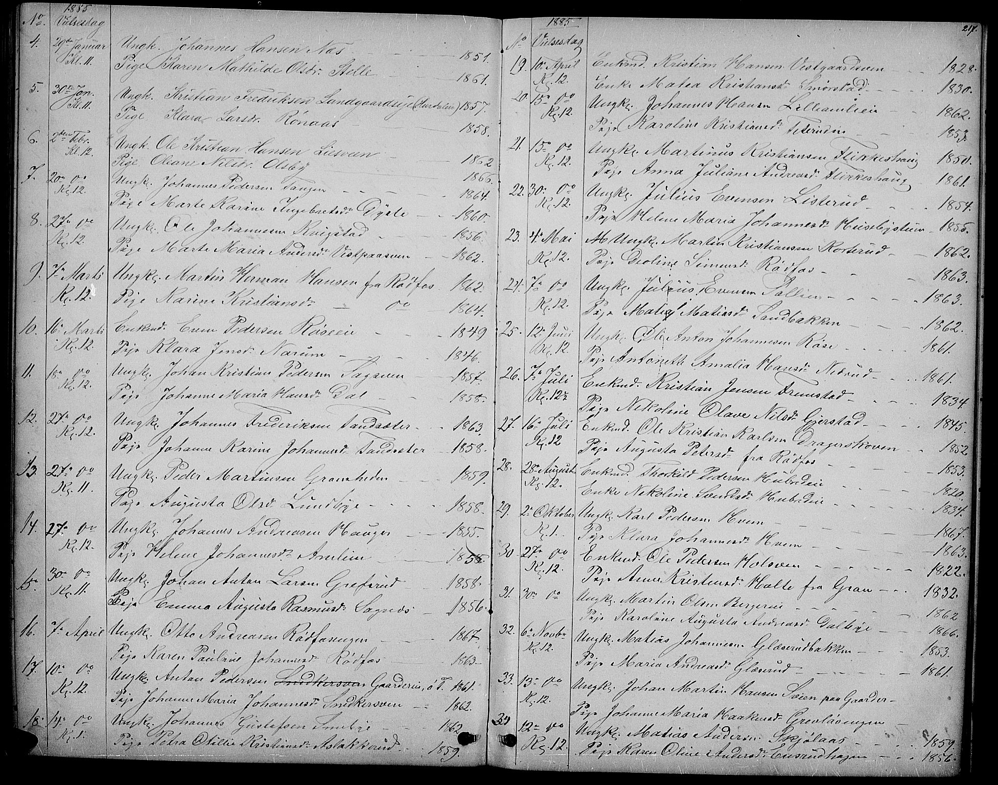 Vestre Toten prestekontor, SAH/PREST-108/H/Ha/Hab/L0006: Parish register (copy) no. 6, 1870-1887, p. 217