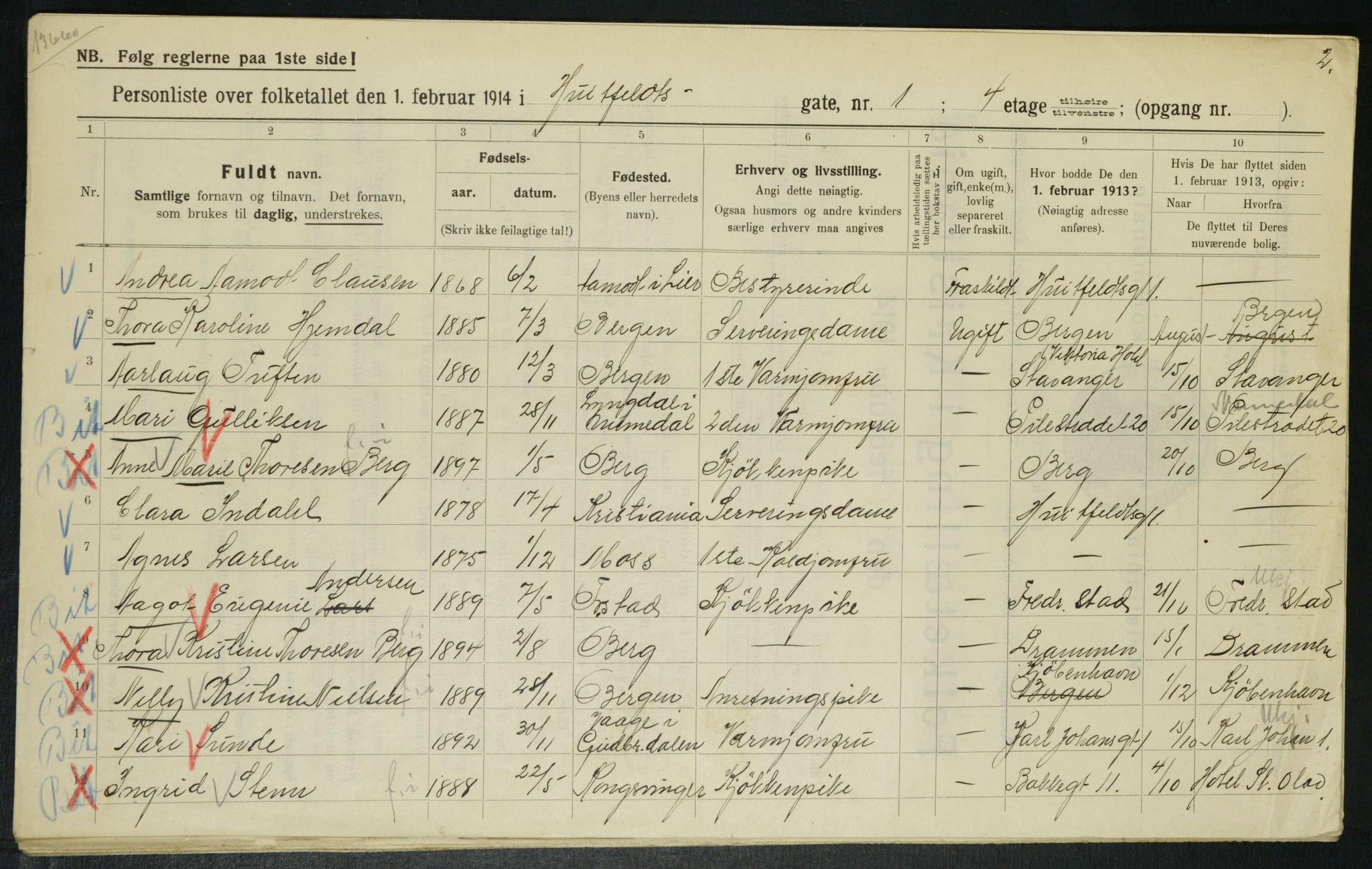 OBA, Municipal Census 1914 for Kristiania, 1914, p. 41606