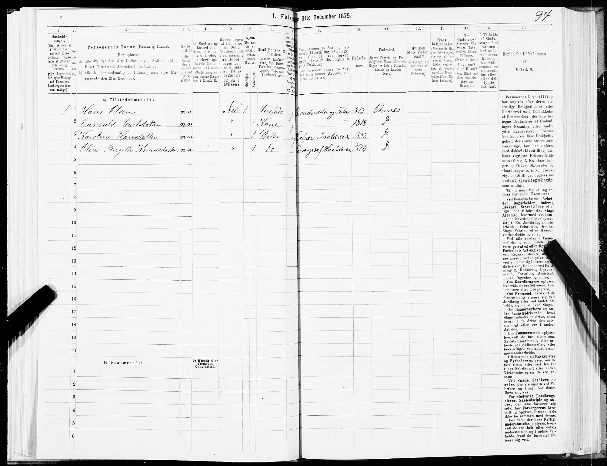 SAT, 1875 census for 1868P Øksnes, 1875, p. 1094