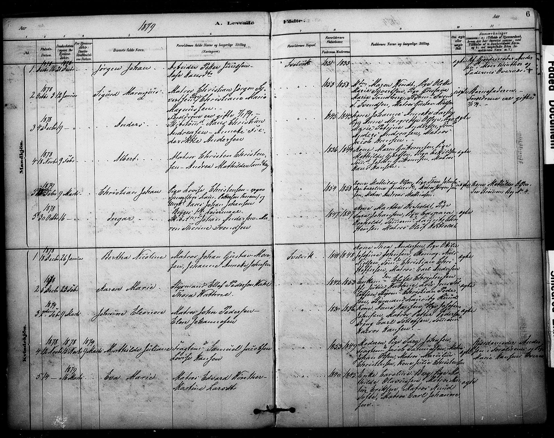Strømm kirkebøker, SAKO/A-322/F/Fb/L0001: Parish register (official) no. II 1, 1878-1899, p. 6