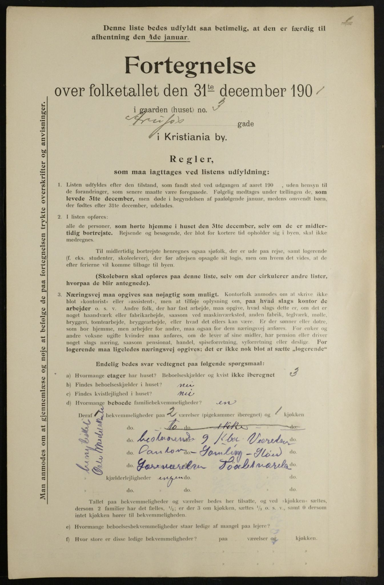 OBA, Municipal Census 1901 for Kristiania, 1901, p. 426