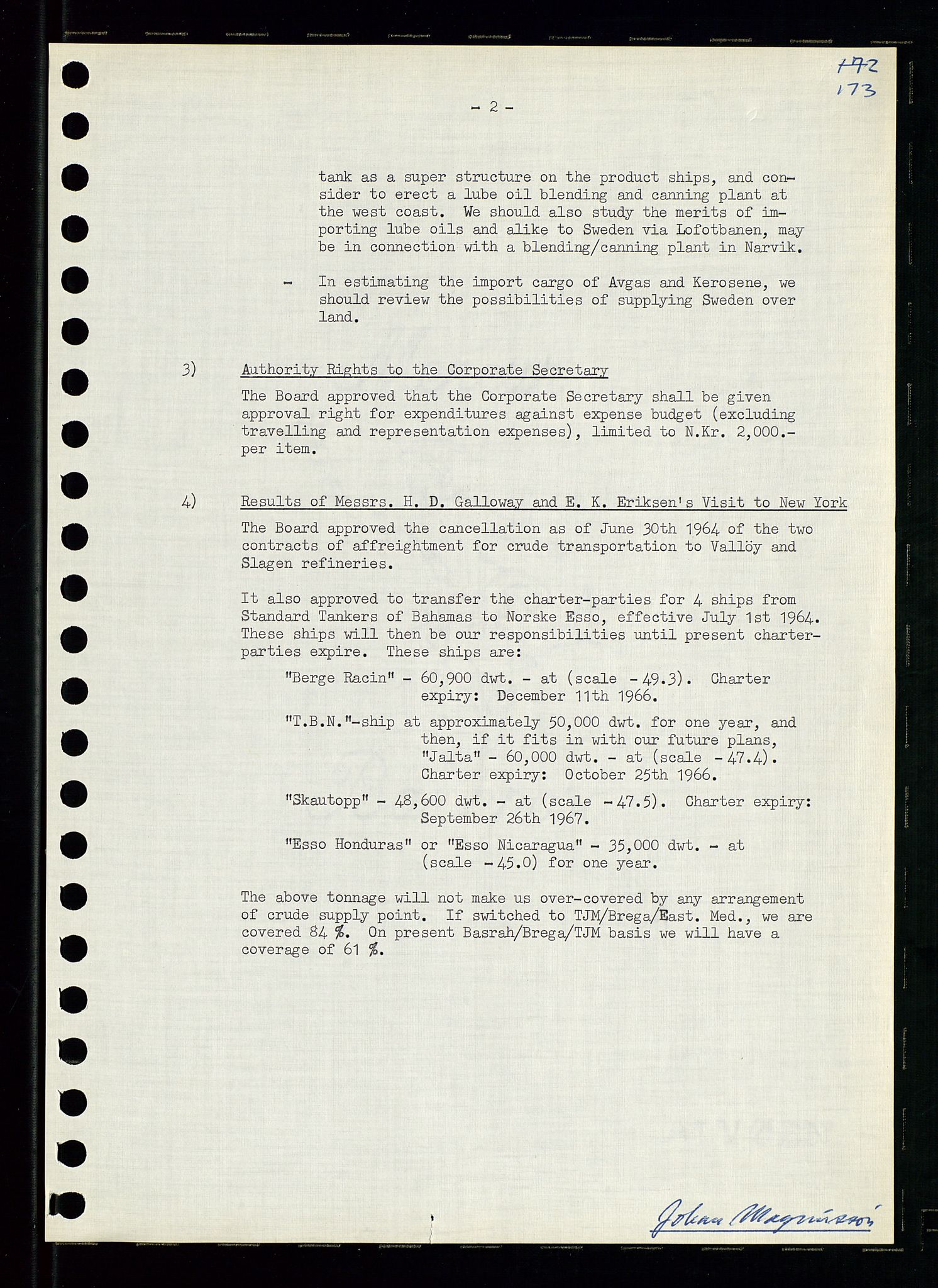 Pa 0982 - Esso Norge A/S, AV/SAST-A-100448/A/Aa/L0001/0004: Den administrerende direksjon Board minutes (styrereferater) / Den administrerende direksjon Board minutes (styrereferater), 1963-1964, p. 90