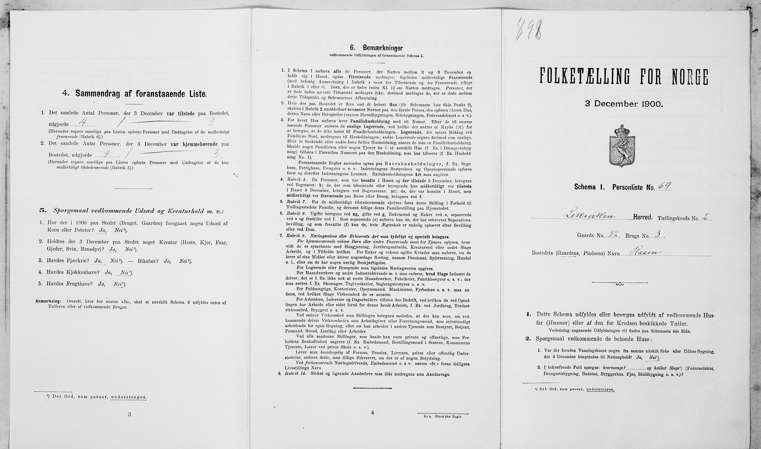 SAT, 1900 census for Leksvik, 1900, p. 294