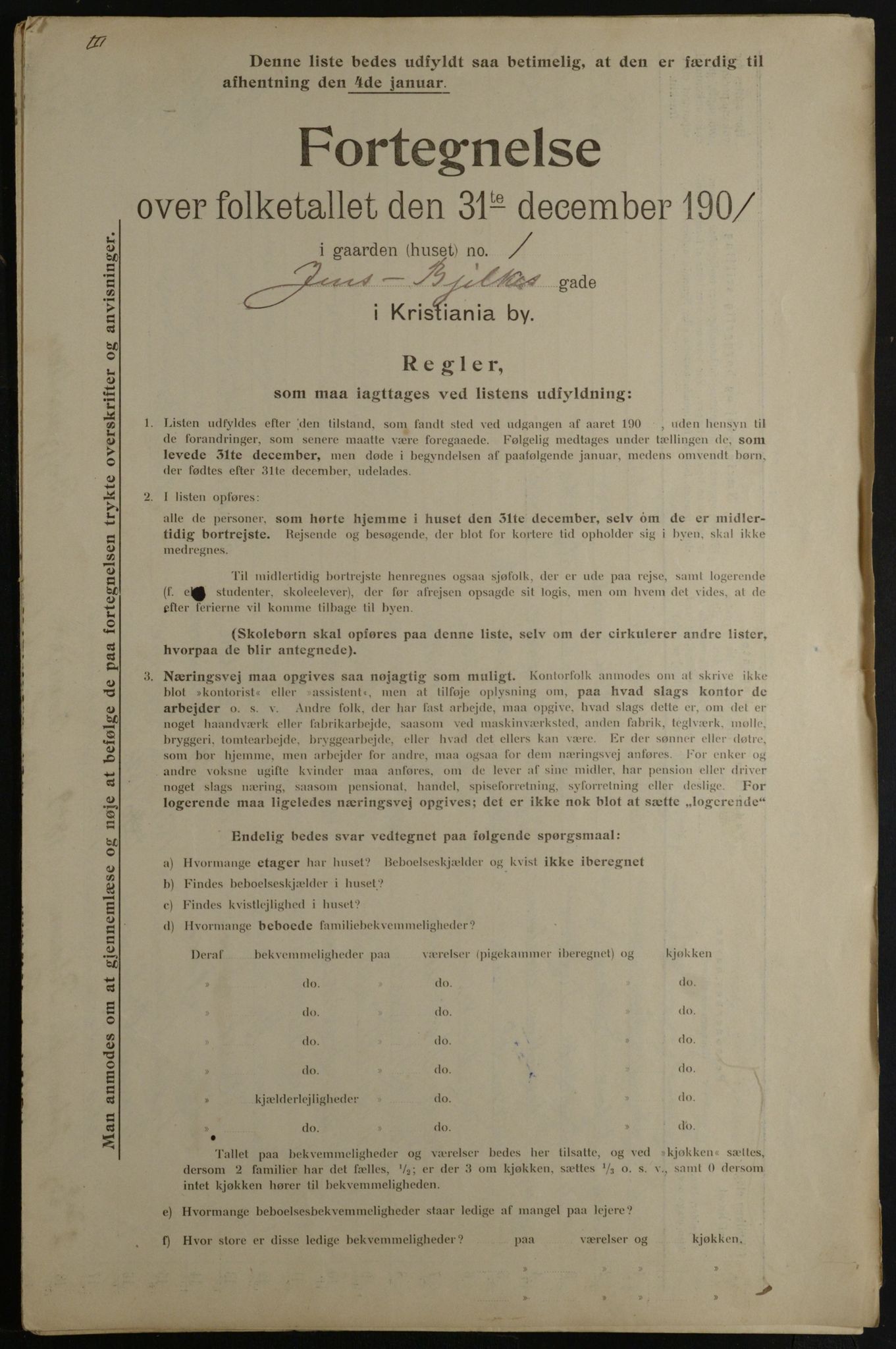 OBA, Municipal Census 1901 for Kristiania, 1901, p. 7119