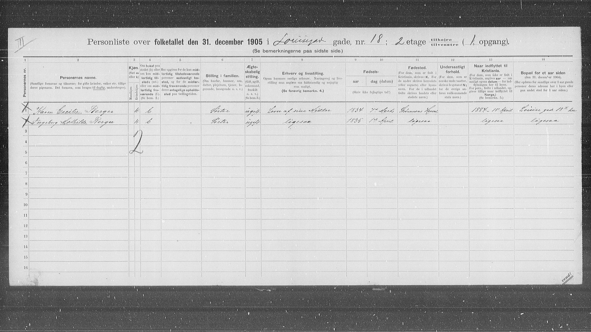 OBA, Municipal Census 1905 for Kristiania, 1905, p. 30697