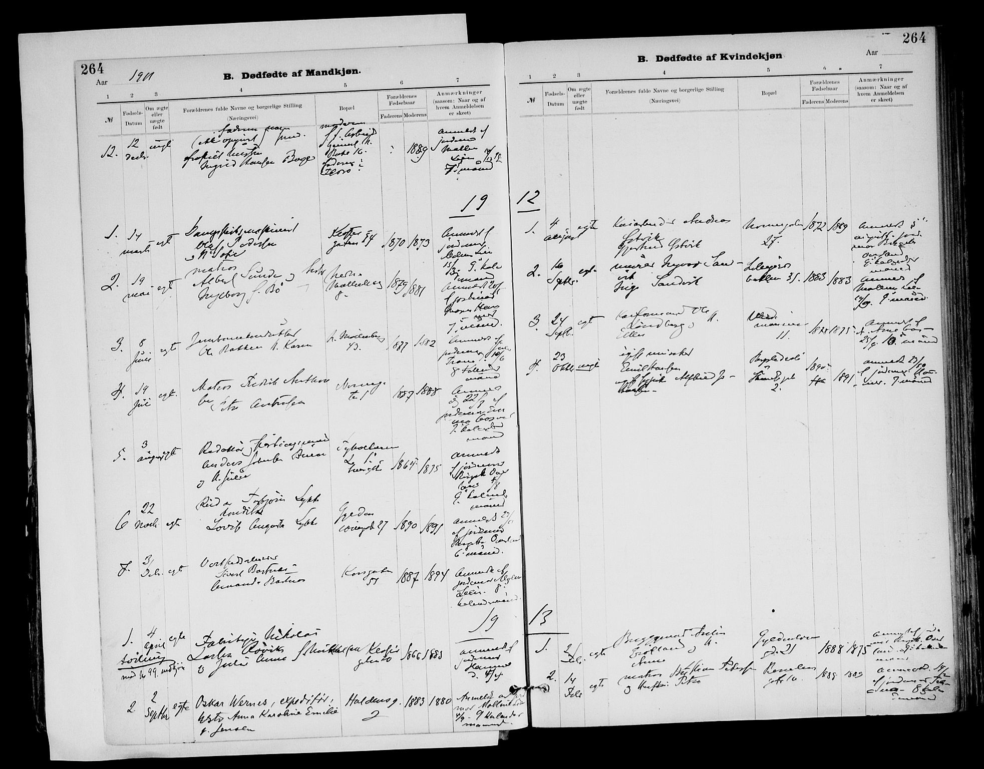 Ministerialprotokoller, klokkerbøker og fødselsregistre - Sør-Trøndelag, SAT/A-1456/604/L0203: Parish register (official) no. 604A23, 1908-1916, p. 264