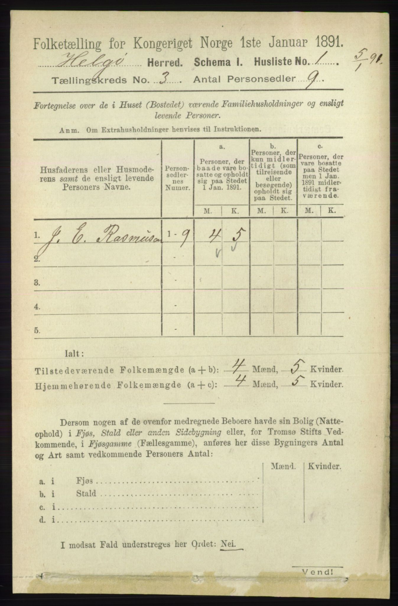 RA, 1891 census for 1935 Helgøy, 1891, p. 701