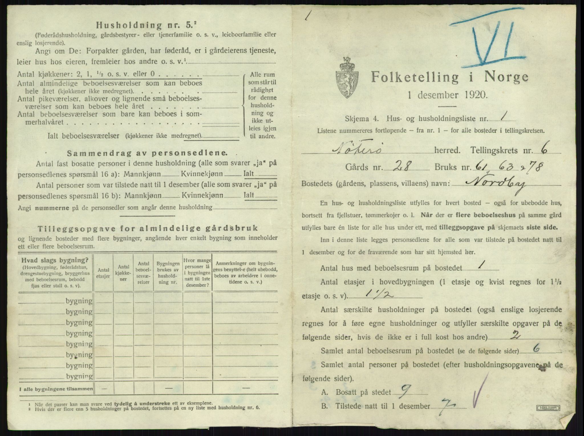 SAKO, 1920 census for Nøtterøy, 1920, p. 1063