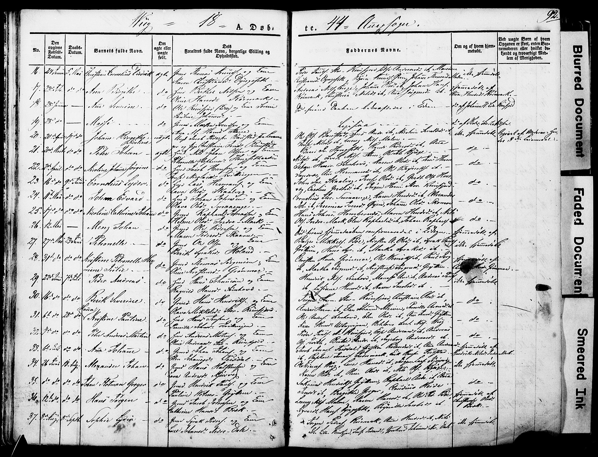 Ministerialprotokoller, klokkerbøker og fødselsregistre - Nordland, SAT/A-1459/812/L0176: Parish register (official) no. 812A05, 1834-1874, p. 92